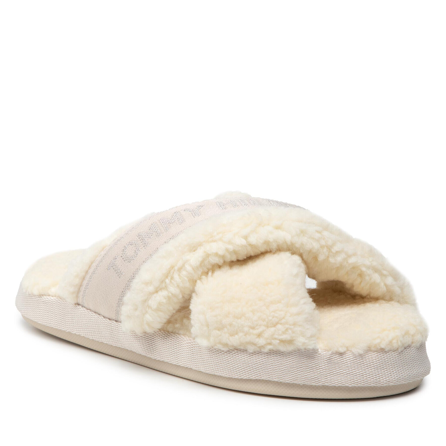 Tommy Hilfiger Papuci de casă Th Shiny Webbing Home Slipper FW0FW06139 Bej - Pled.ro