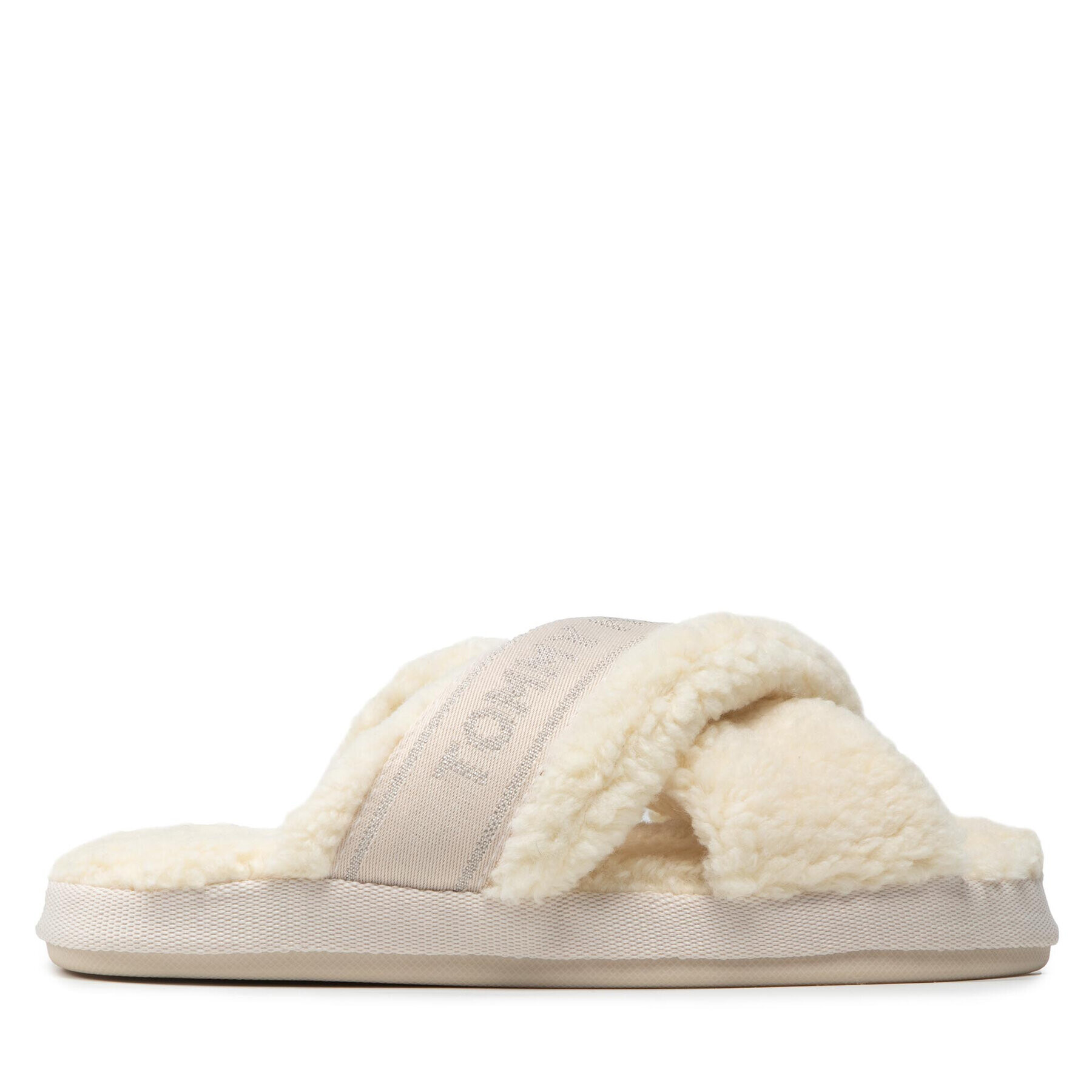 Tommy Hilfiger Papuci de casă Th Shiny Webbing Home Slipper FW0FW06139 Bej - Pled.ro