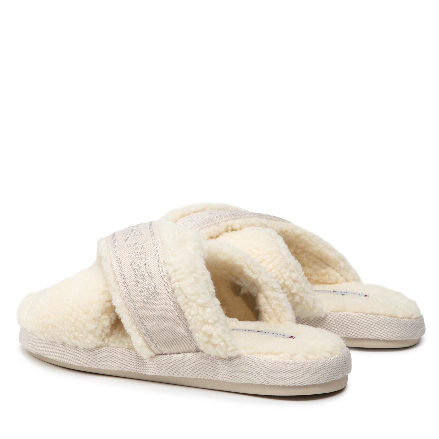 Tommy Hilfiger Papuci de casă Th Shiny Webbing Home Slipper FW0FW06139 Bej - Pled.ro