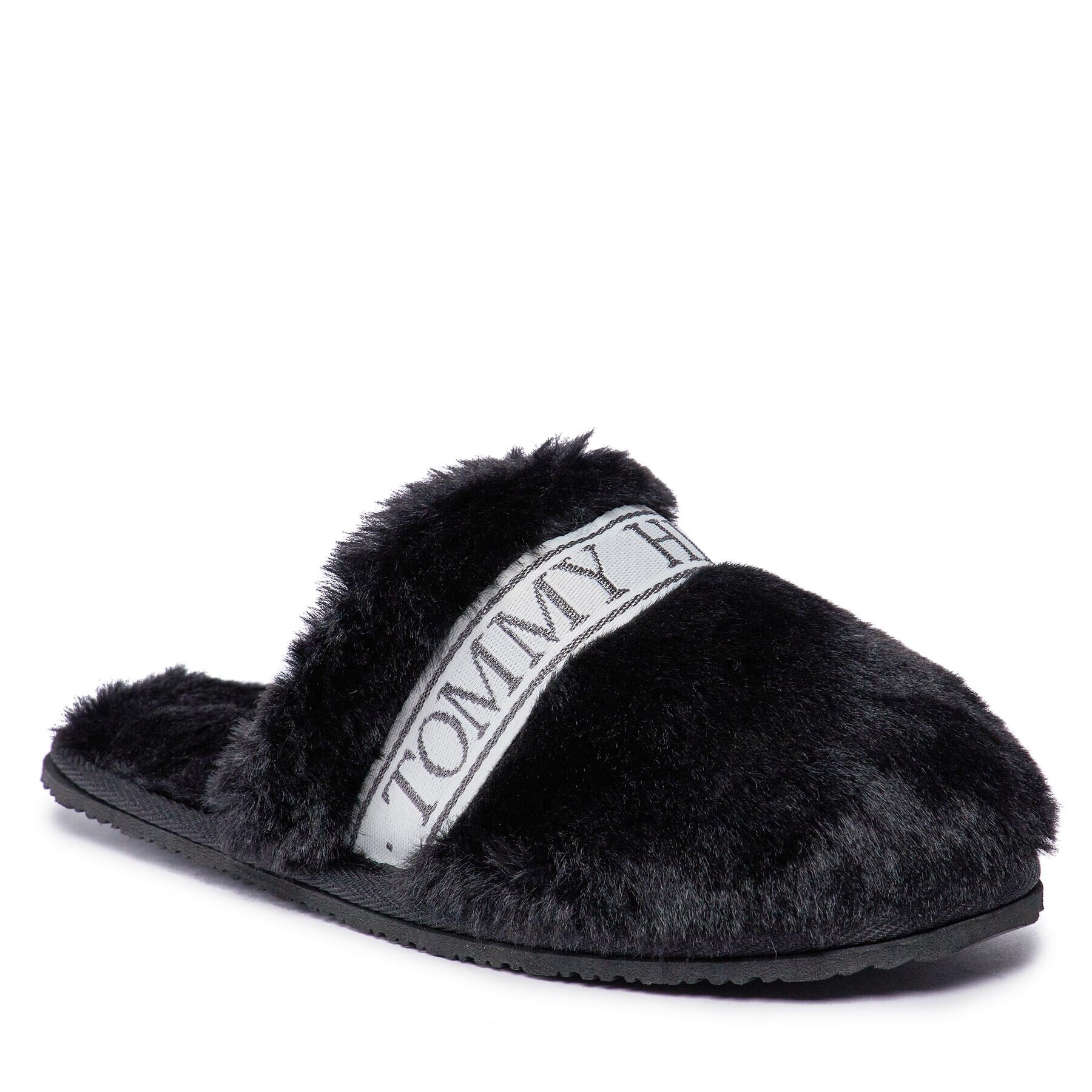 Tommy Hilfiger Papuci de casă Tommy Fur Hotel Slipper FW0FW07595 Negru - Pled.ro