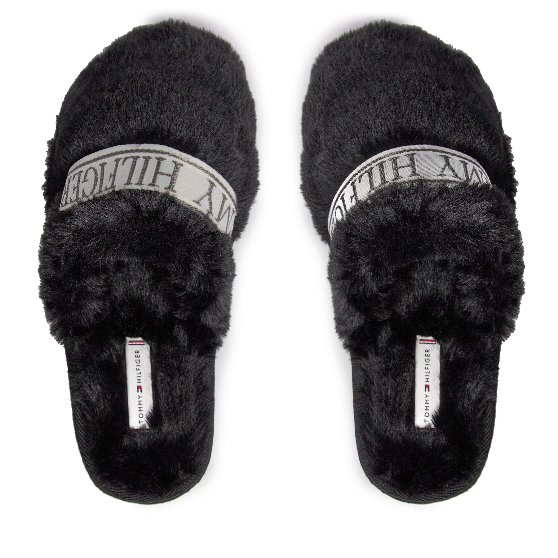 Tommy Hilfiger Papuci de casă Tommy Fur Hotel Slipper FW0FW07595 Negru - Pled.ro