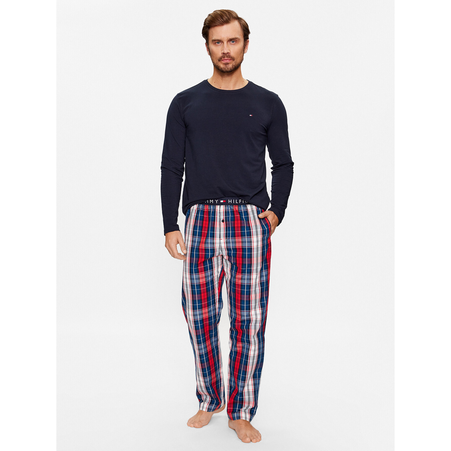 Tommy Hilfiger Pijama UM0UM02891 Bleumarin Regular Fit - Pled.ro