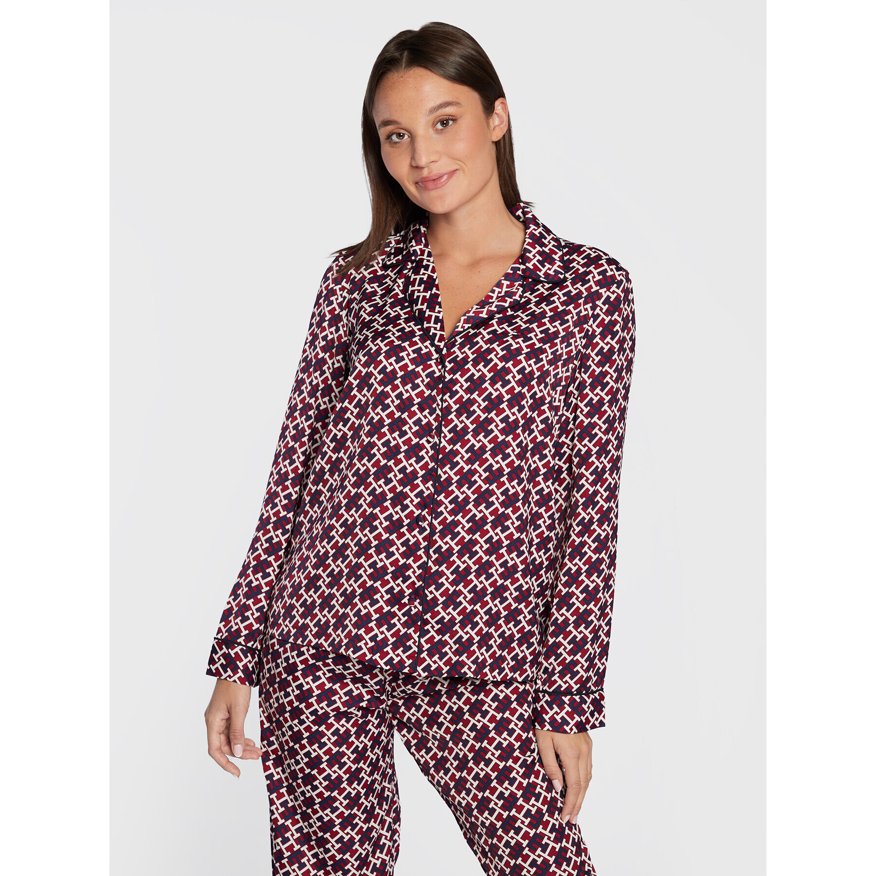 Tommy Hilfiger Pijama UW0UW03959 Vișiniu Regular Fit - Pled.ro