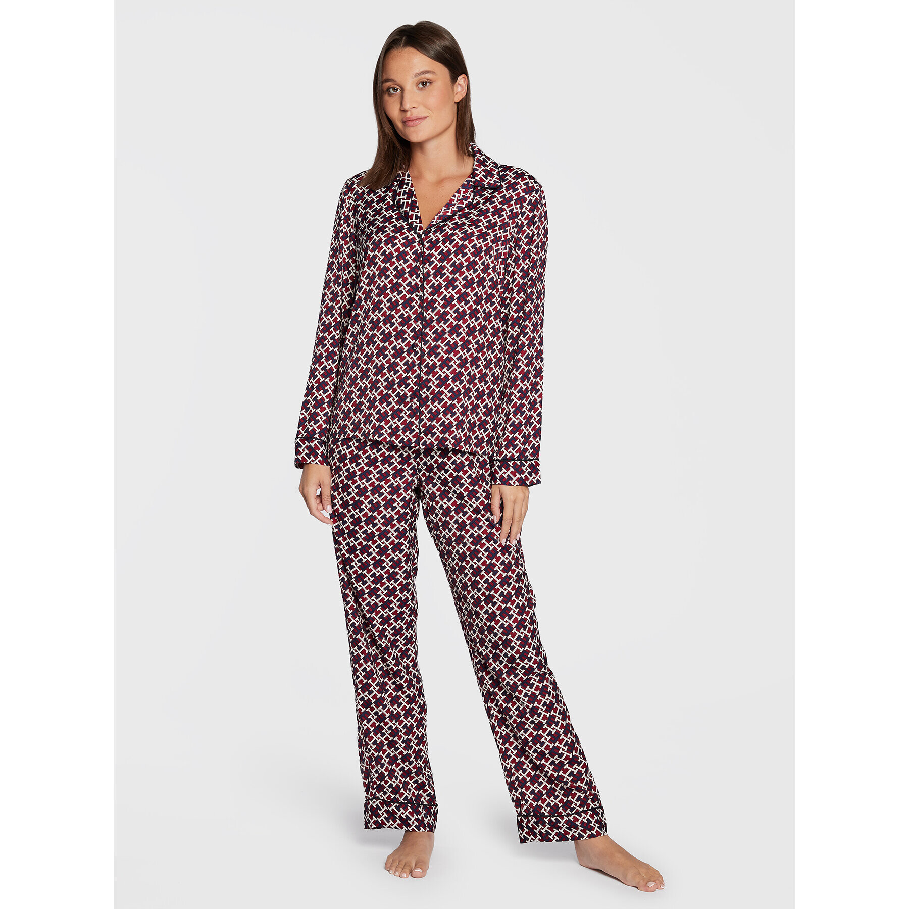 Tommy Hilfiger Pijama UW0UW03959 Vișiniu Regular Fit - Pled.ro