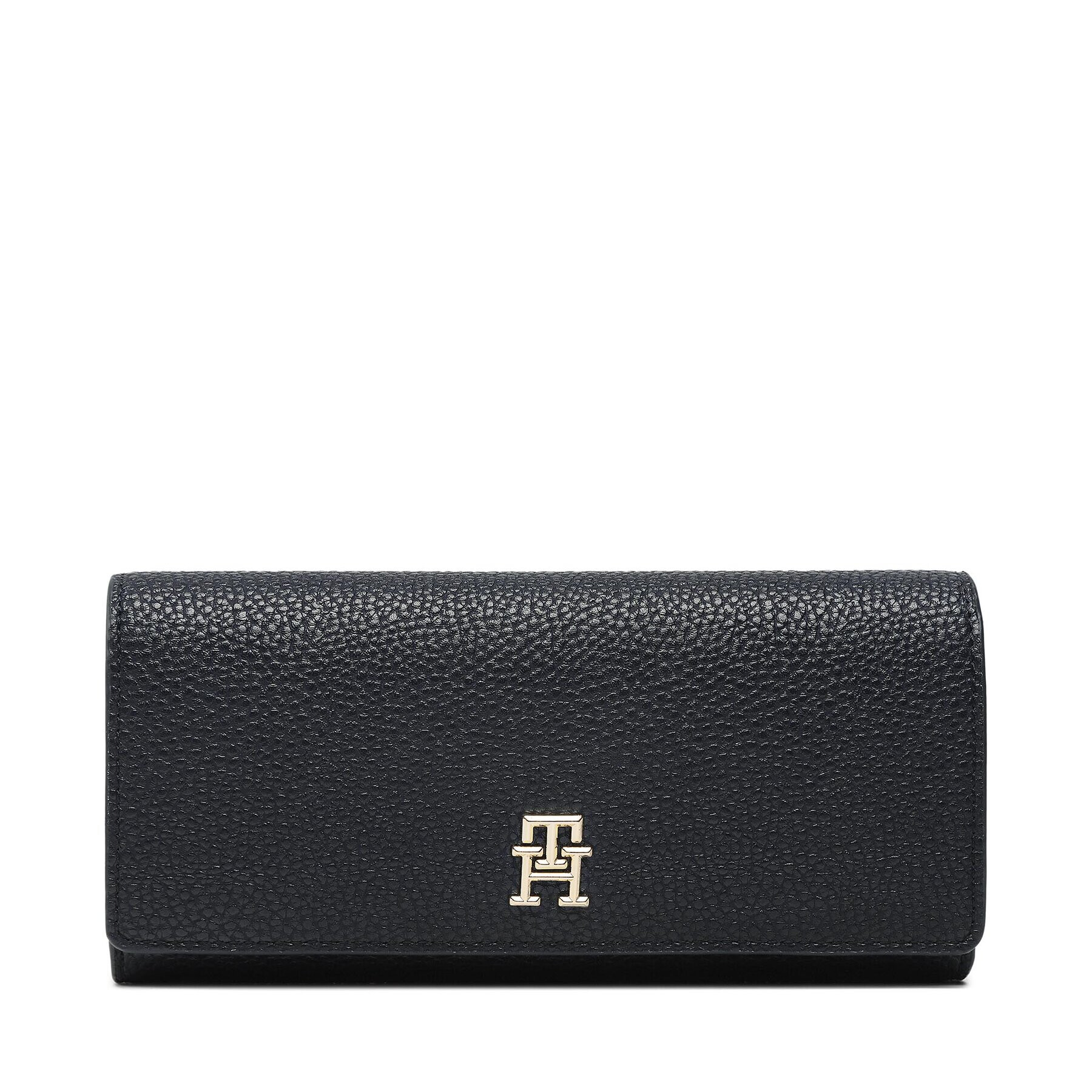 Tommy Hilfiger Portofel Mare de Damă Th Emblem Lrg Flap Wallet AW0AW14651 Bleumarin - Pled.ro