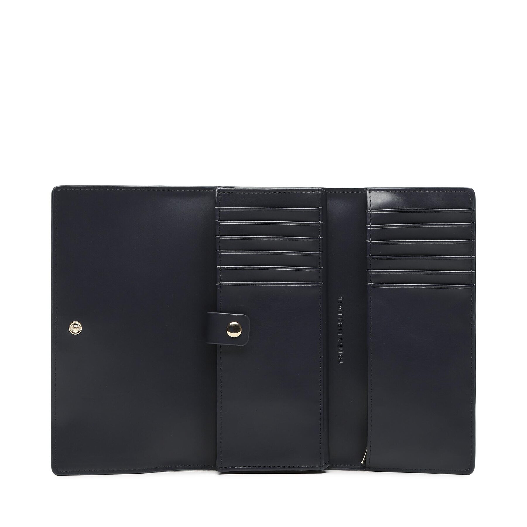 Tommy Hilfiger Portofel Mare de Damă Th Emblem Lrg Flap Wallet AW0AW14651 Bleumarin - Pled.ro