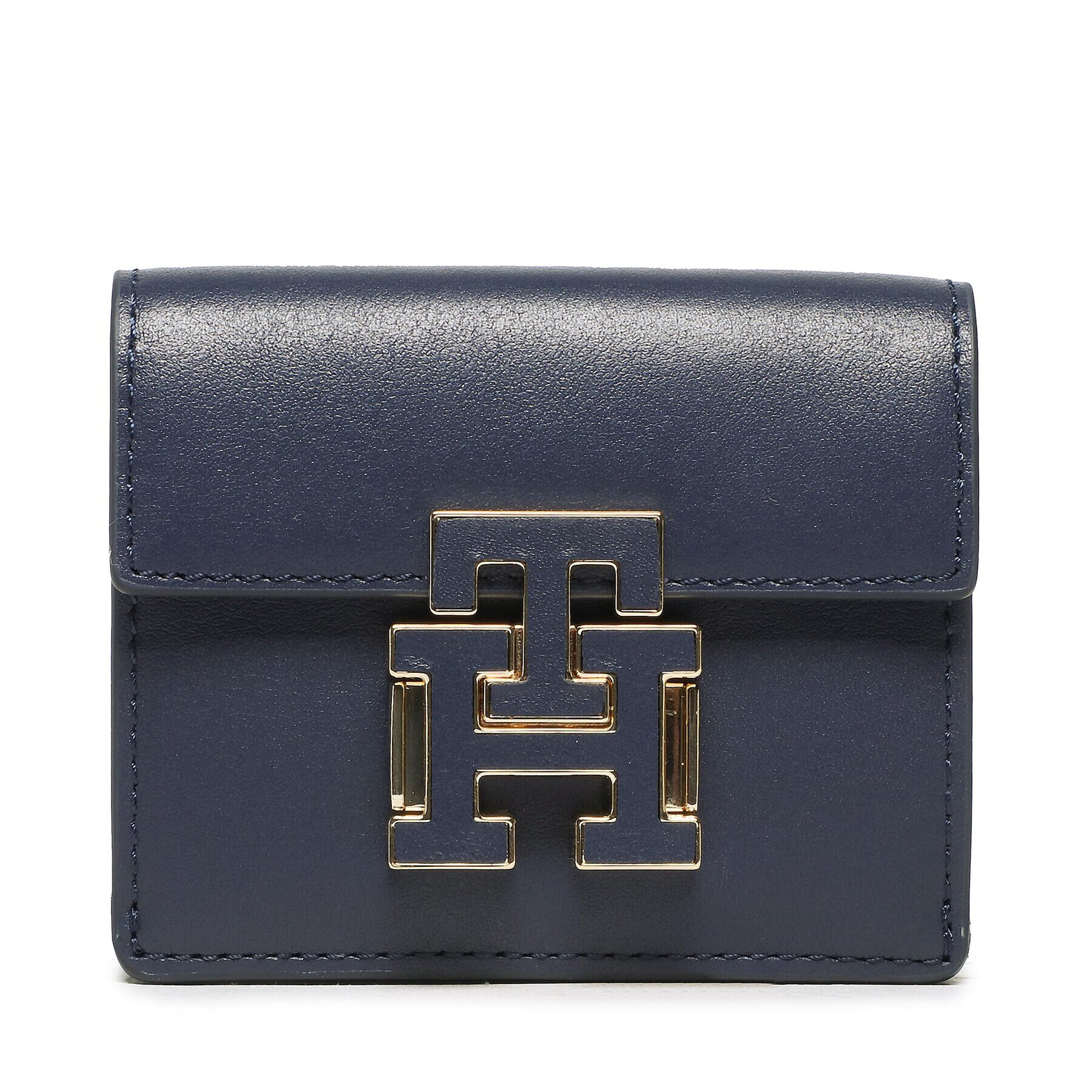 Tommy Hilfiger Portofel Mic de Damă Push Lock Leather Wallet AW0AW14344 Bleumarin - Pled.ro