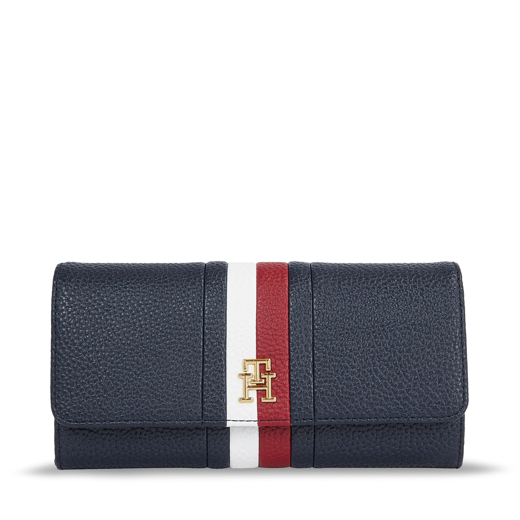 Tommy Hilfiger Portofel pentru femei Th Emblem Large Flap Corp AW0AW15271 Bleumarin - Pled.ro