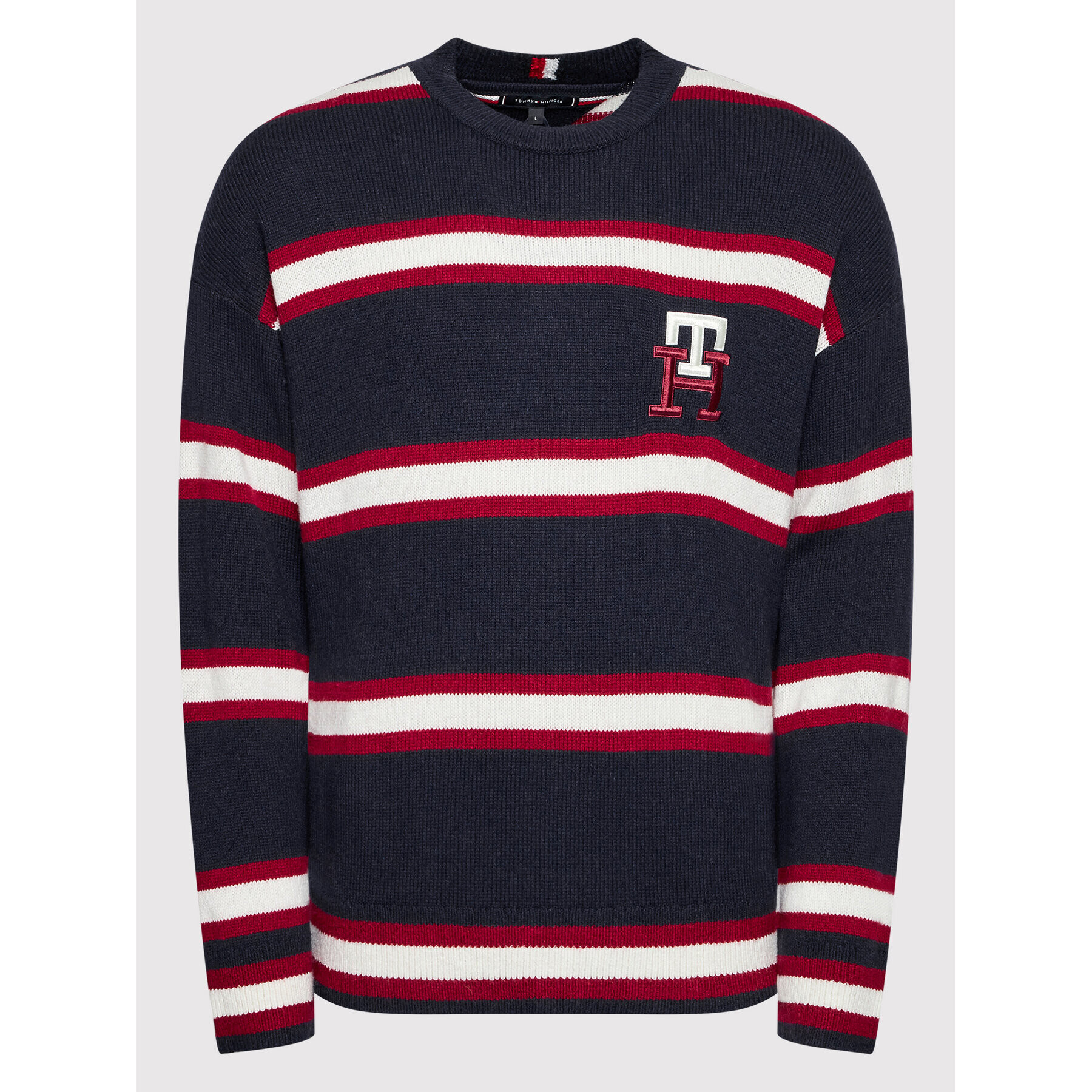 Tommy Hilfiger Pulover Monogram MW0MW28052 Bleumarin Regular Fit - Pled.ro