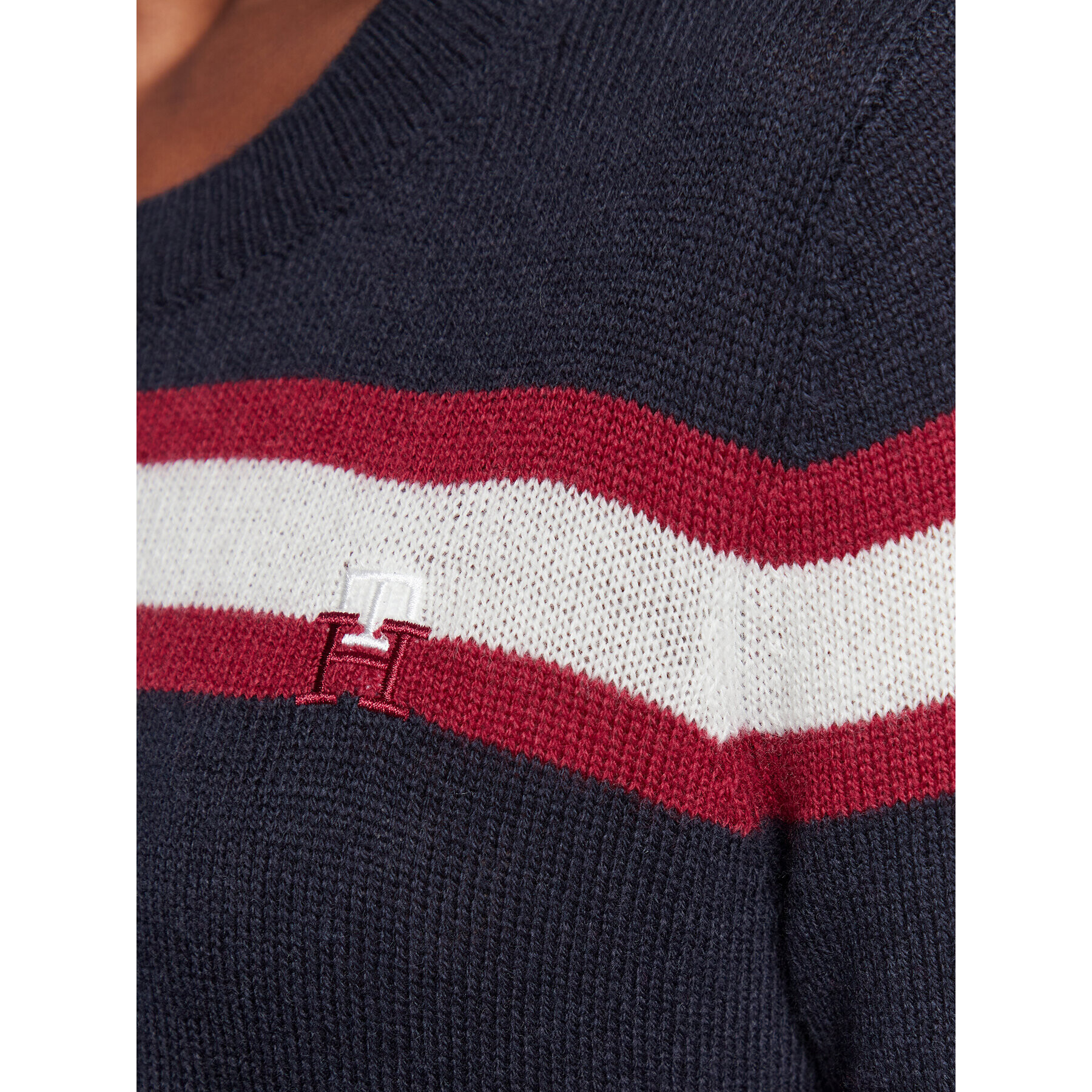 Tommy Hilfiger Pulover Monogram WW0WW37506 Bleumarin Regular Fit - Pled.ro