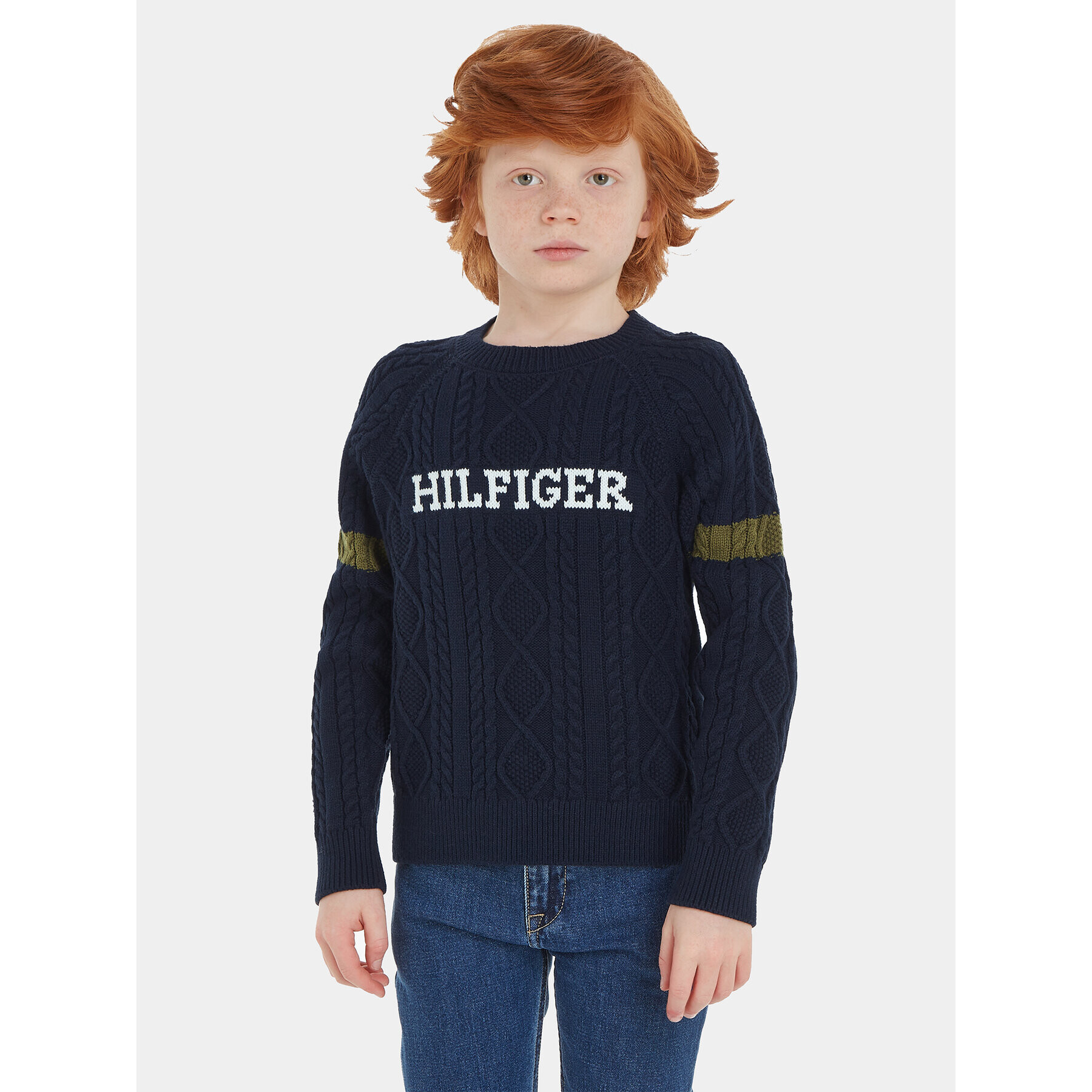 Tommy Hilfiger Pulover Monotype KB0KB08513 Bleumarin Regular Fit - Pled.ro