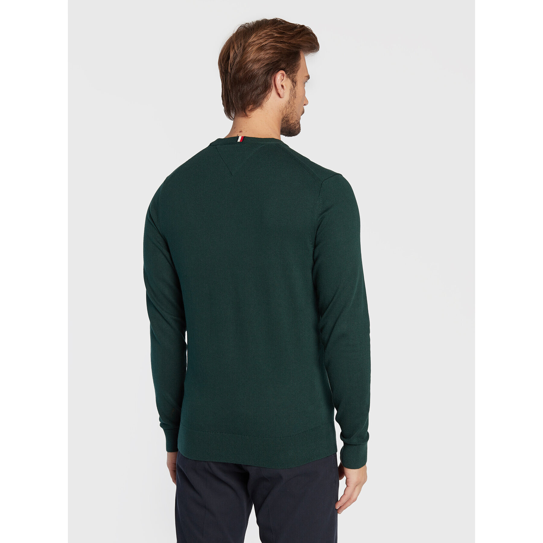 Tommy Hilfiger Pulover MW0MW28046 Verde Regular Fit - Pled.ro