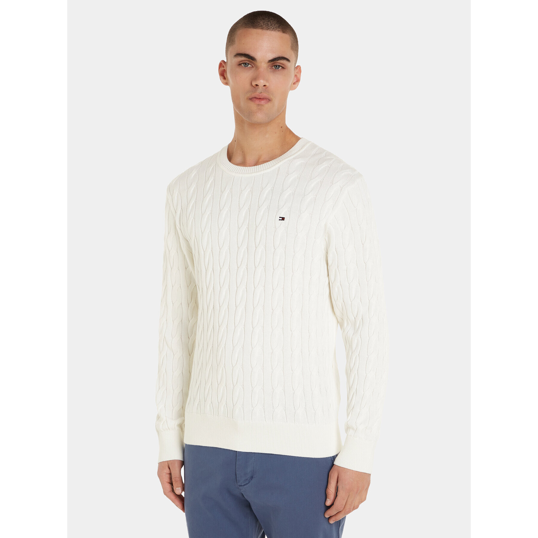 Tommy Hilfiger Pulover MW0MW33132 Écru Relaxed Fit - Pled.ro