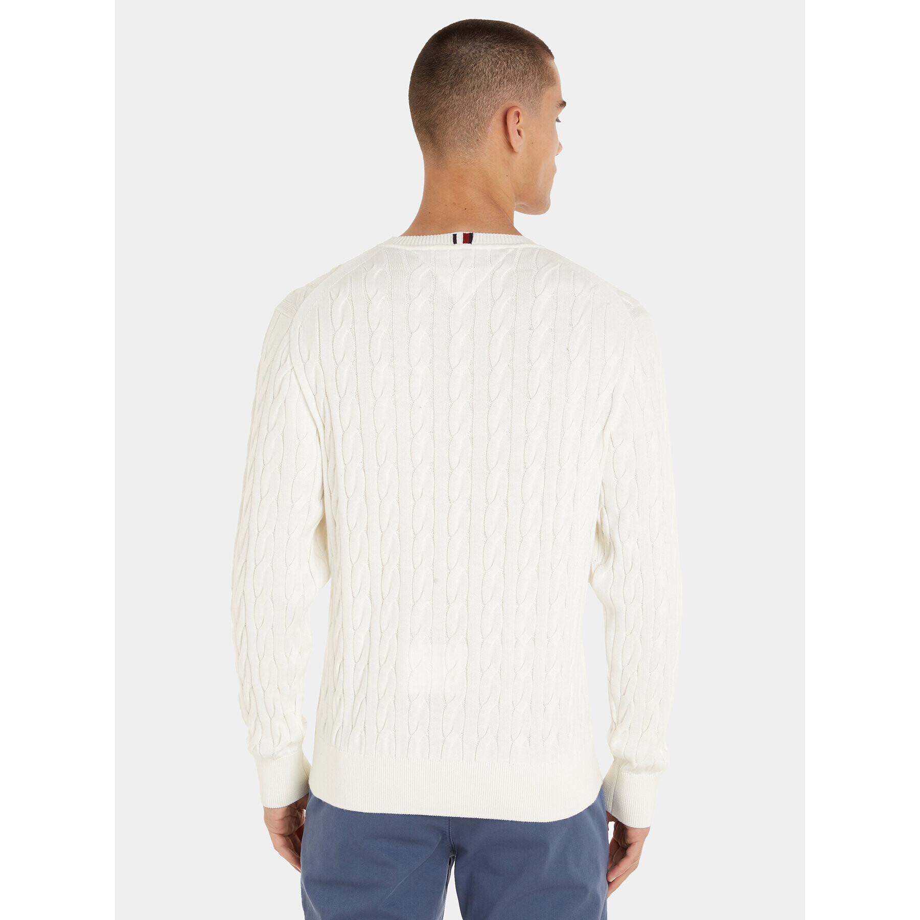 Tommy Hilfiger Pulover MW0MW33132 Écru Relaxed Fit - Pled.ro