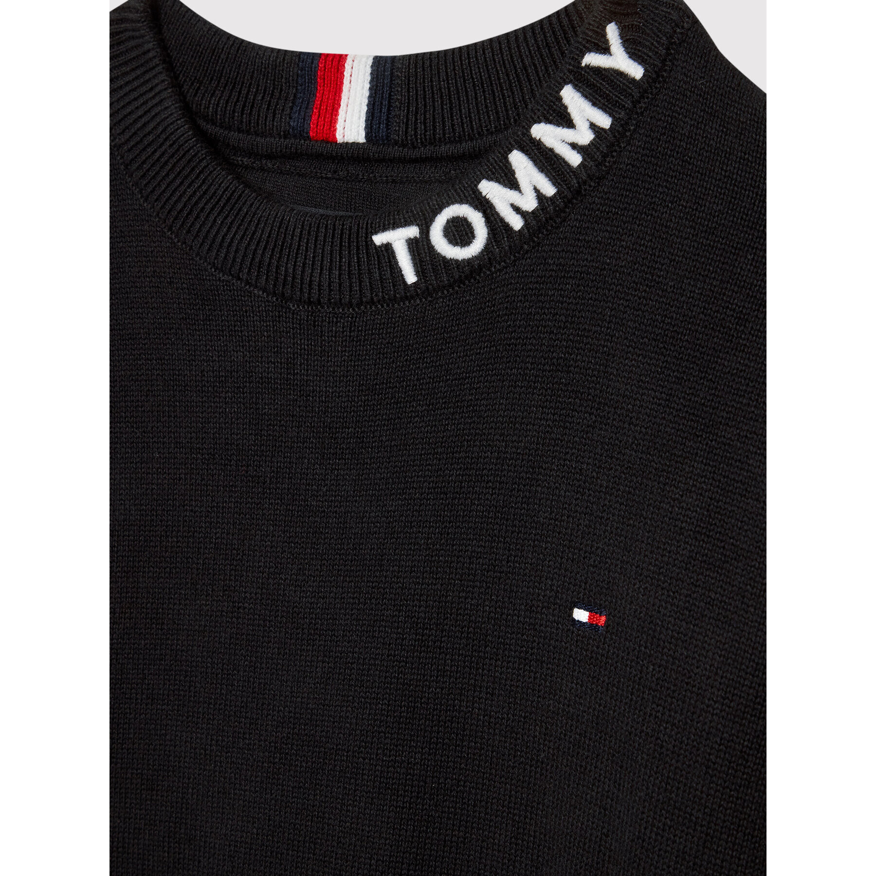 Tommy Hilfiger Pulover Neckline Logo KB0KB06933 D Negru Regular Fit - Pled.ro