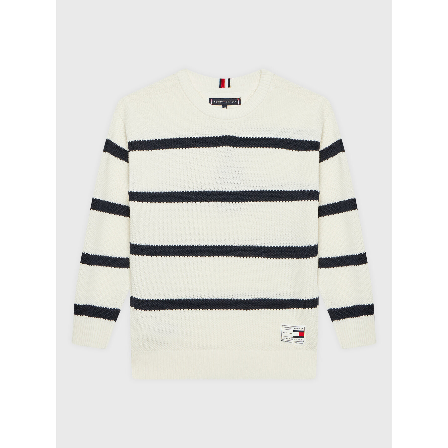 Tommy Hilfiger Pulover Structure Rugby KB0KB07497 Alb Regular Fit - Pled.ro