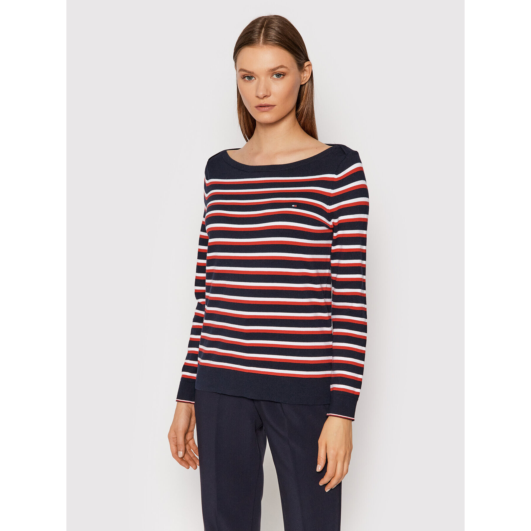 Tommy Hilfiger Pulover WW0WW25656 Bleumarin Regular Fit - Pled.ro