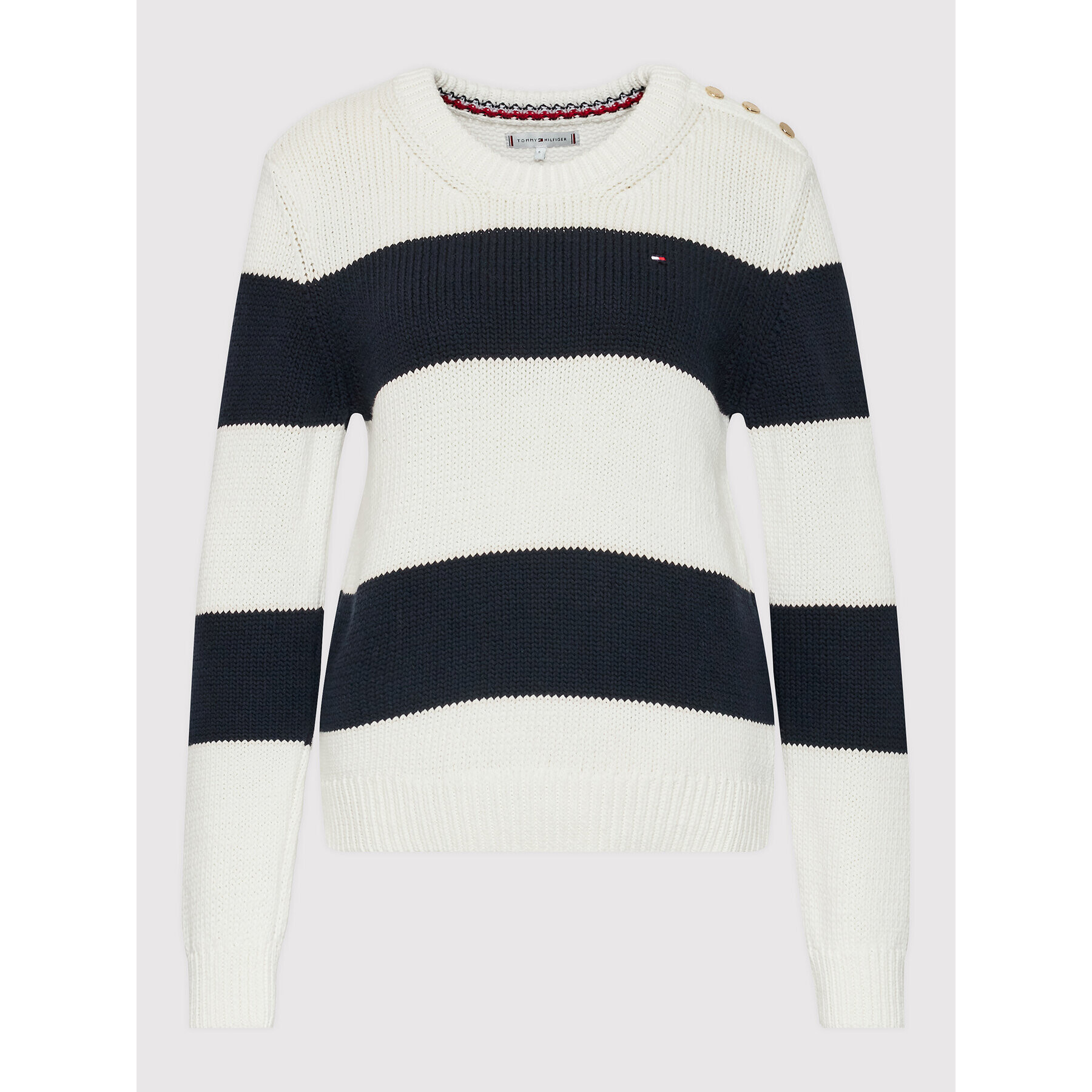 Tommy Hilfiger Pulover WW0WW35263 Alb Regular Fit - Pled.ro