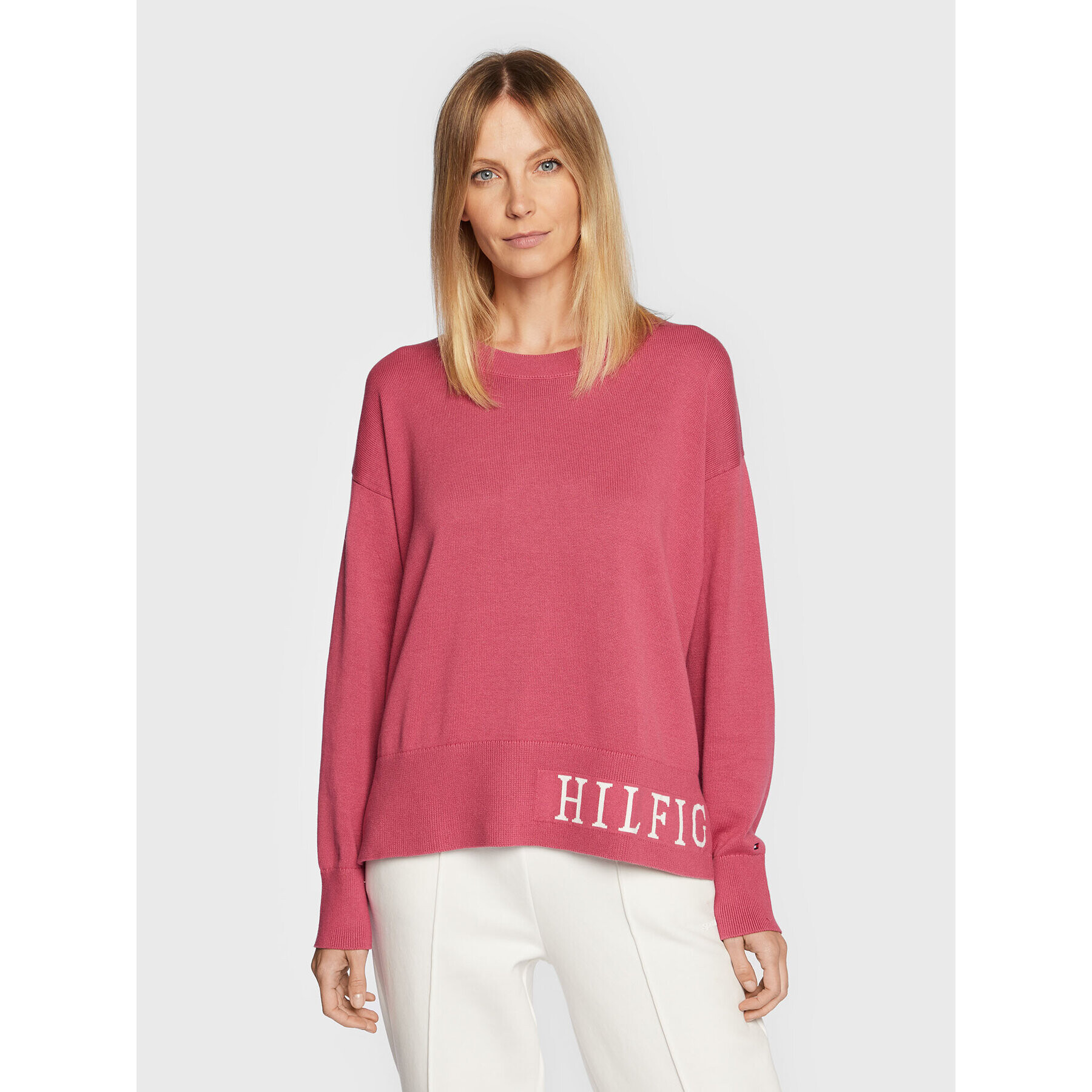 Tommy Hilfiger Pulover WW0WW35768 Roz Relaxed Fit - Pled.ro