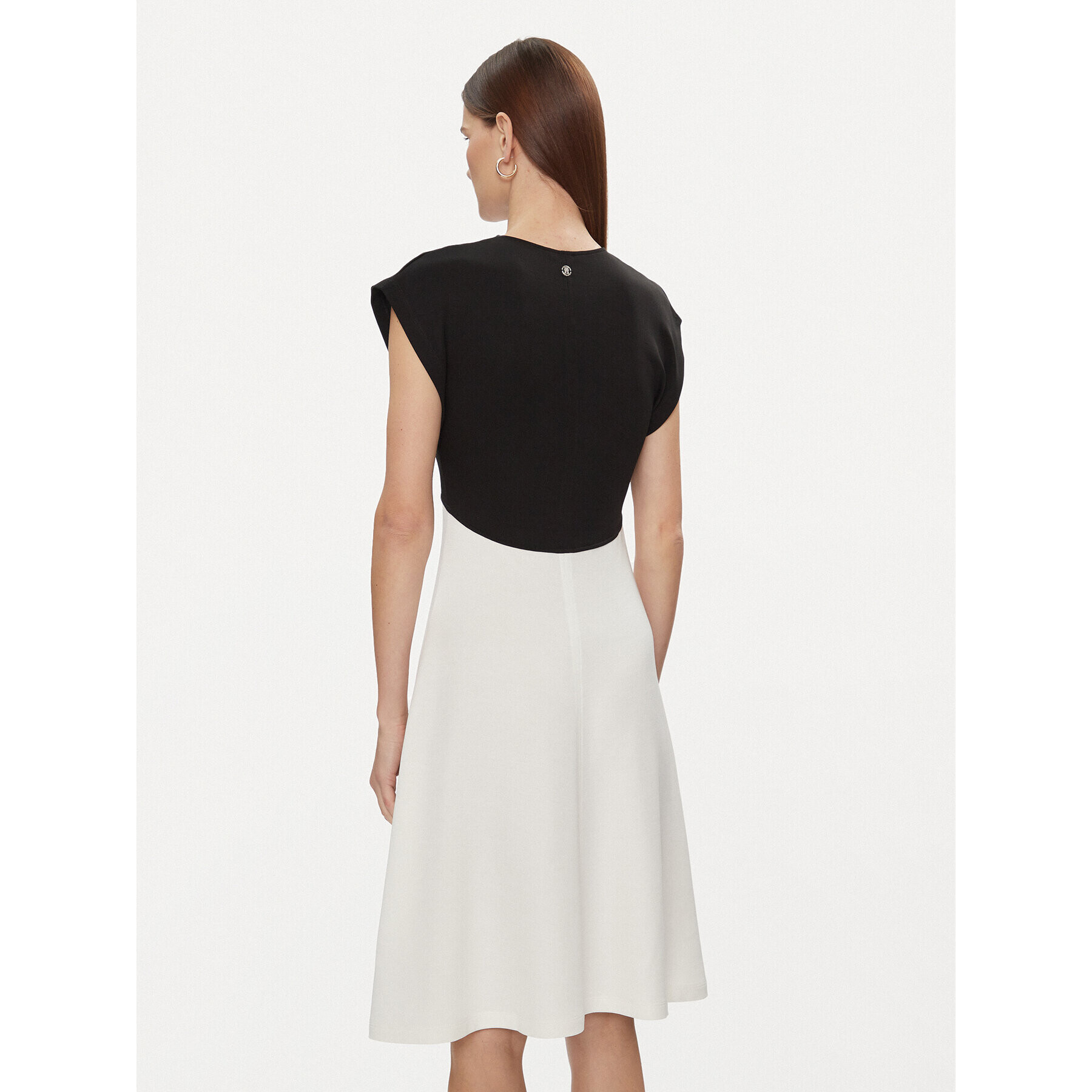 Tommy Hilfiger Rochie cocktail Shiny Interlock V-Nk Ns Knee Drs WW0WW40731 Écru Slim Fit - Pled.ro