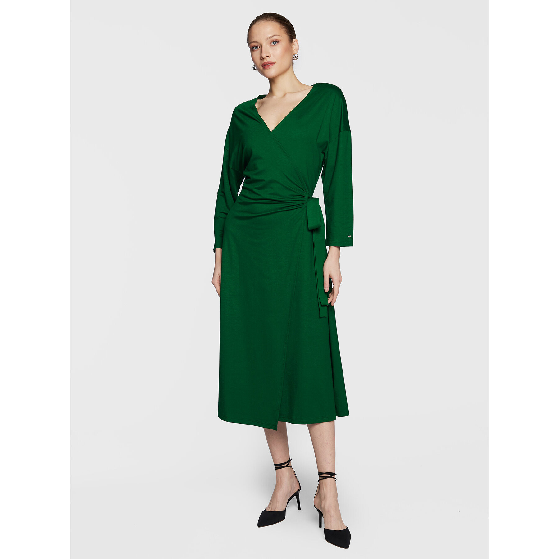 Tommy Hilfiger Rochie cocktail WW0WW37101 Verde Regular Fit - Pled.ro