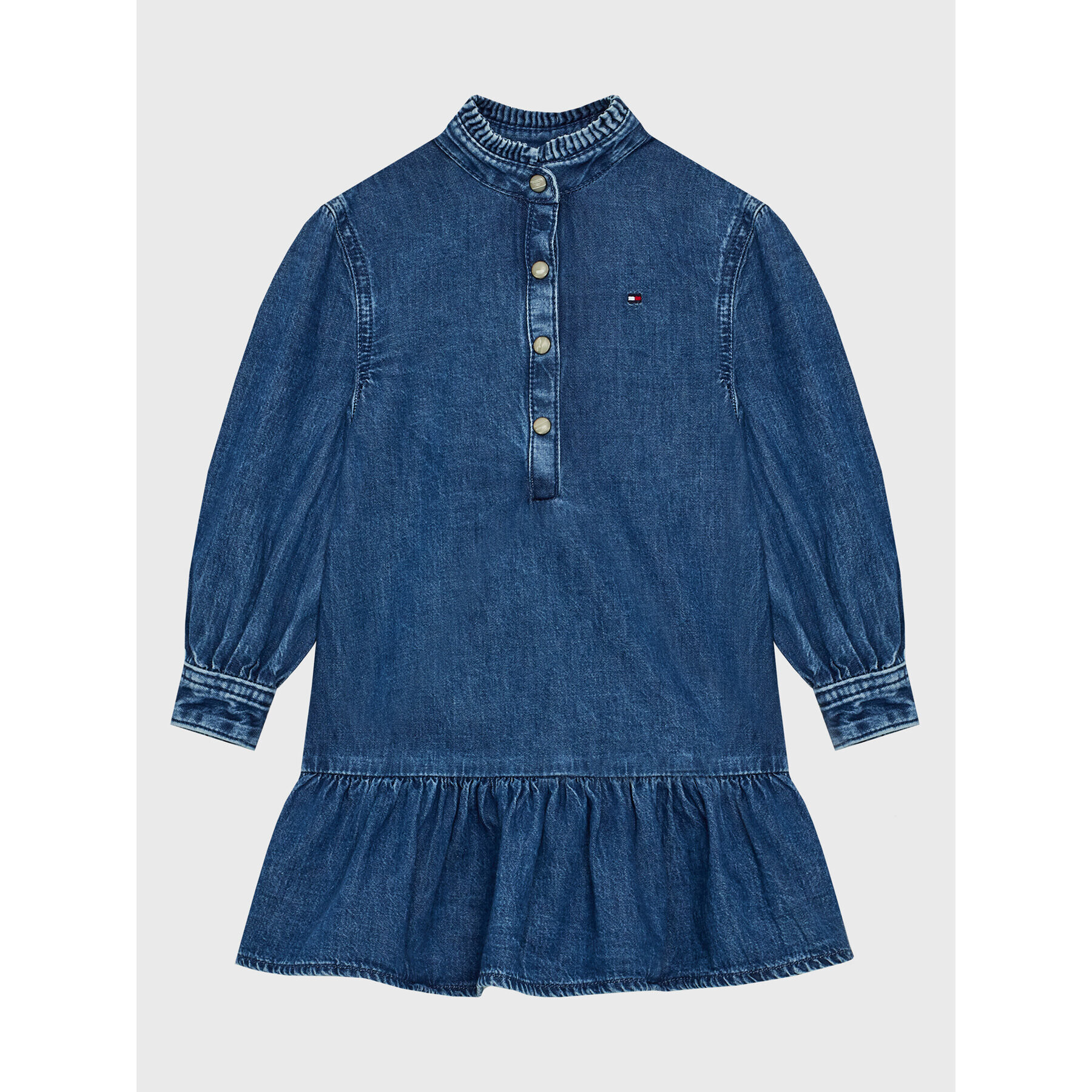 Tommy Hilfiger Rochie de blugi Denim Frill Collar KG0KG07026 D Albastru Regular Fit - Pled.ro