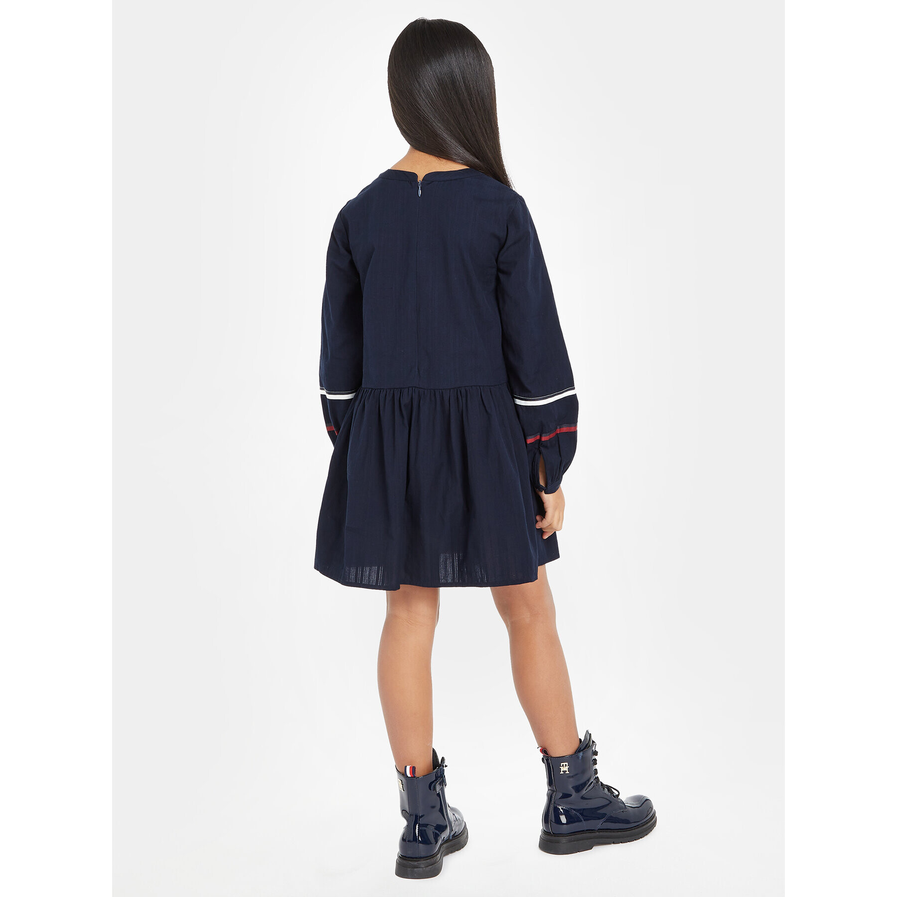 Tommy Hilfiger Rochie de zi Global Stripe Tape Detal KG0KG07347 M Bleumarin Regular Fit - Pled.ro