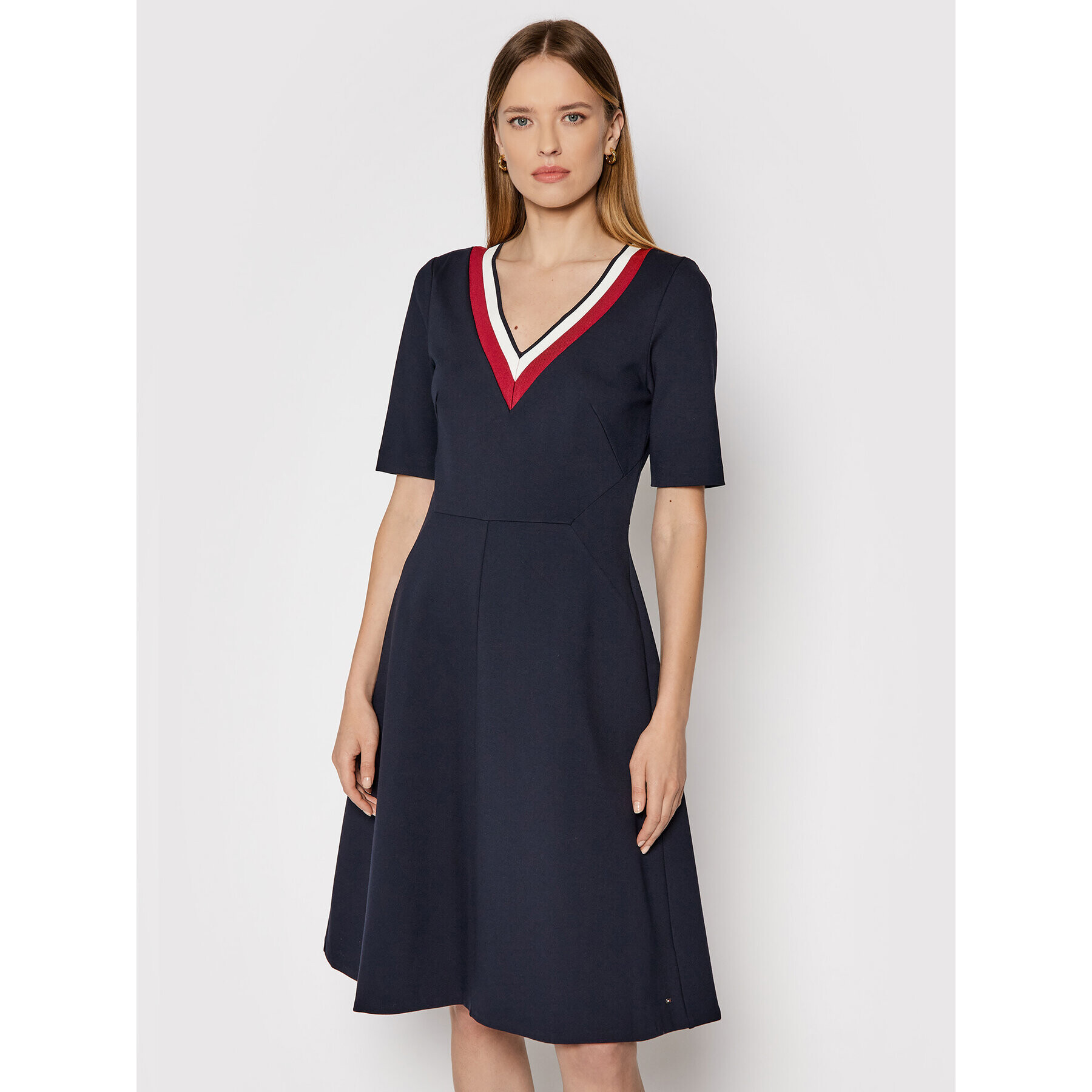 Tommy Hilfiger Rochie de zi Punto WW0WW29953 Bleumarin Regular Fit - Pled.ro