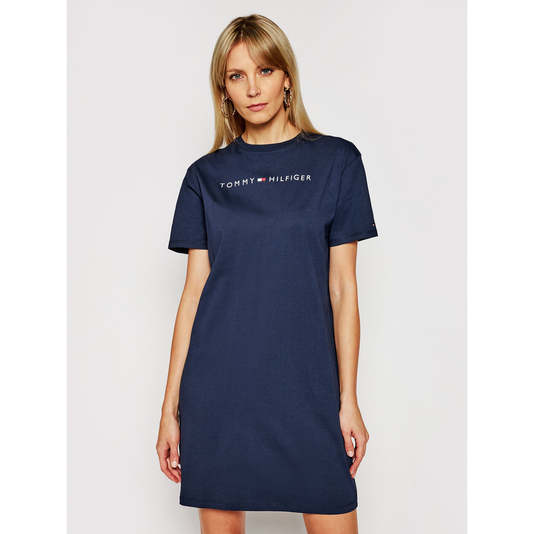 Tommy Hilfiger Rochie de zi Rn Dress Half Sleeve UW0UW01639 Bleumarin Regular Fit - Pled.ro