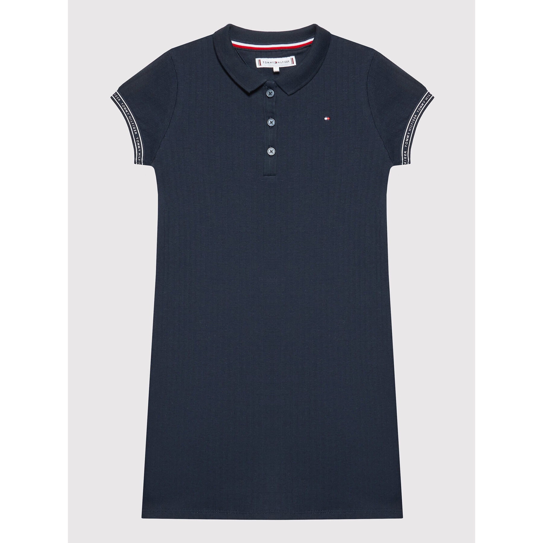 Tommy Hilfiger Rochie de zi Tape Rip KG0KG06743 M Bleumarin Regular Fit - Pled.ro