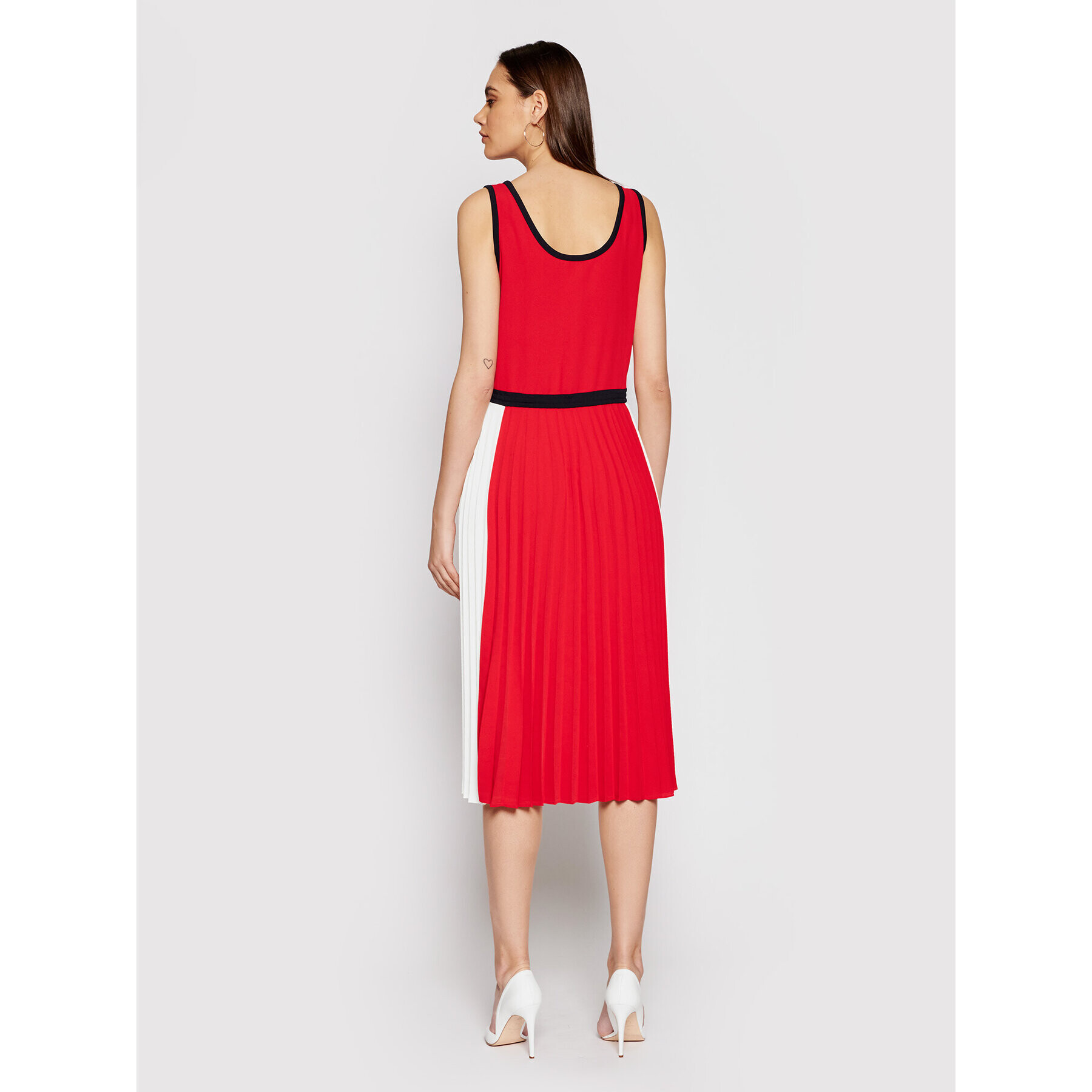 Tommy Hilfiger Rochie de zi Twill F&F Pleated WW0WW30643 Roșu Regular Fit - Pled.ro