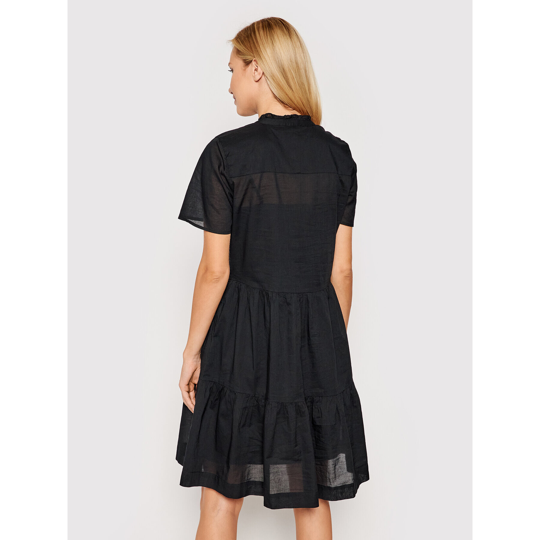 Tommy Hilfiger Rochie de zi Voile WW0WW31313 Negru Regular Fit - Pled.ro