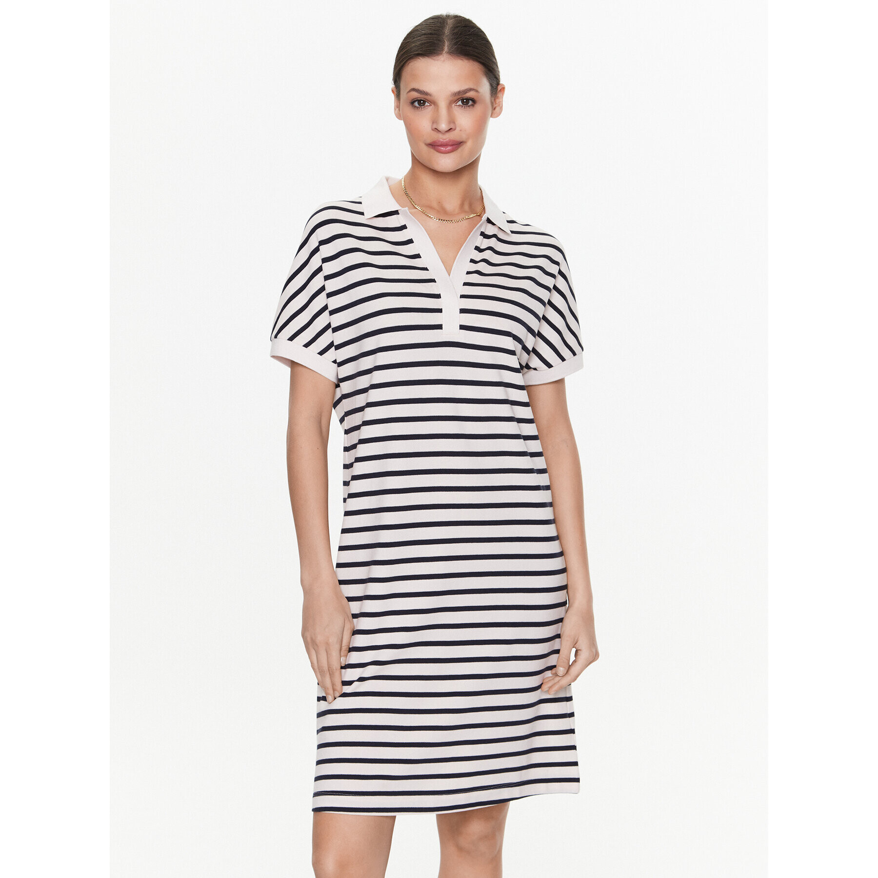 Tommy Hilfiger Rochie de zi WW0WW38639 Écru Relaxed Fit - Pled.ro