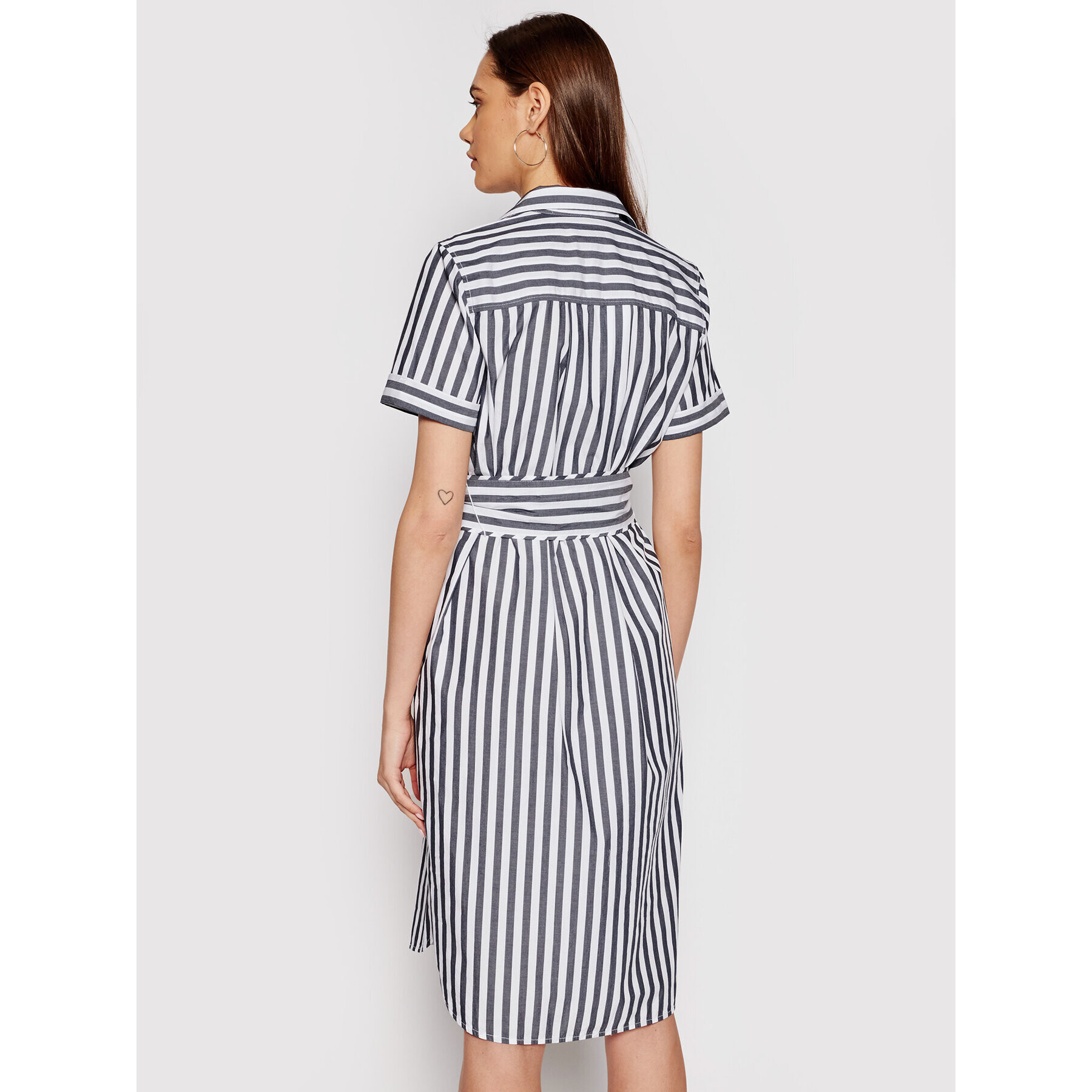 Tommy Hilfiger Rochie tip cămașă Cot Poplin WW0WW30352 Gri Regular Fit - Pled.ro