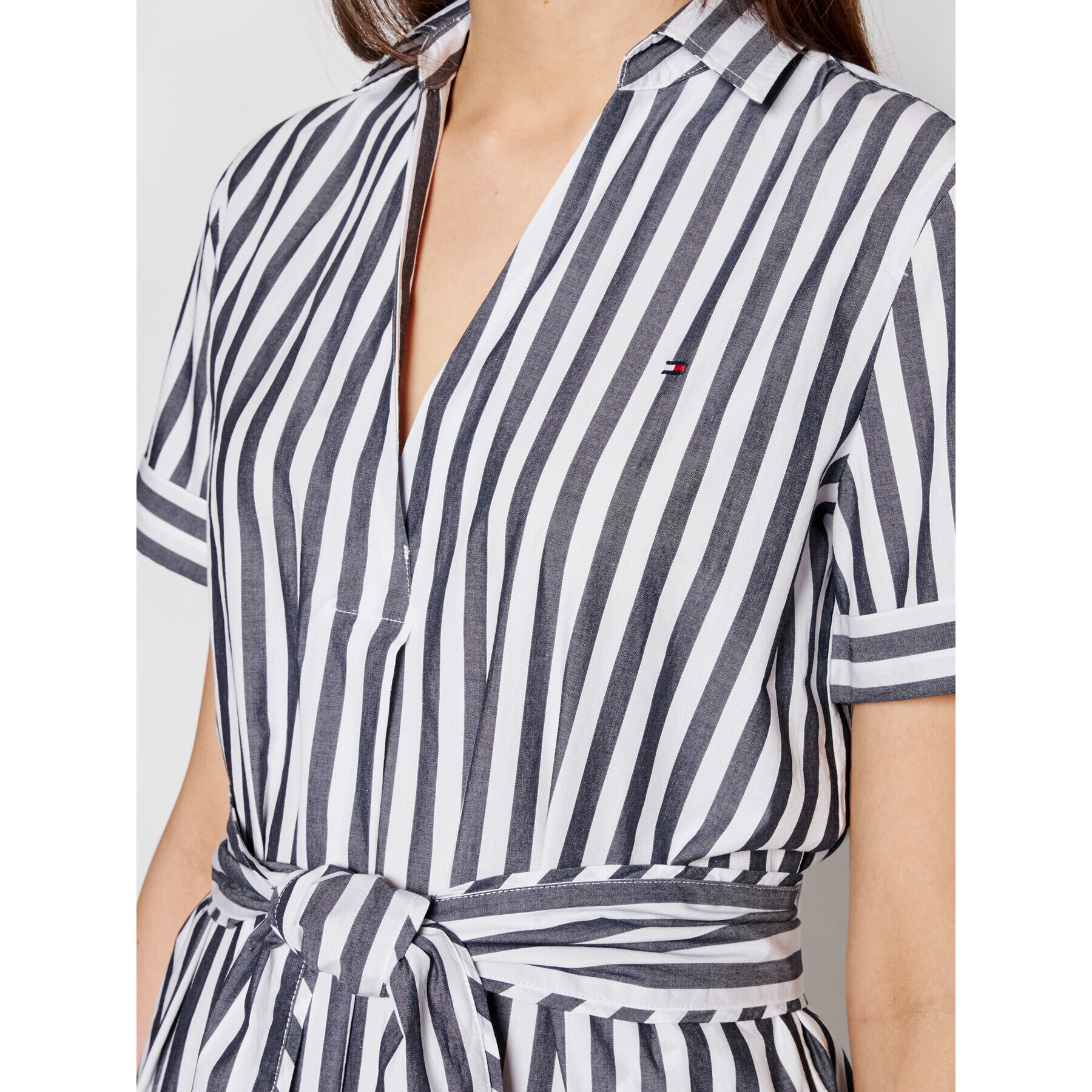 Tommy Hilfiger Rochie tip cămașă Cot Poplin WW0WW30352 Gri Regular Fit - Pled.ro