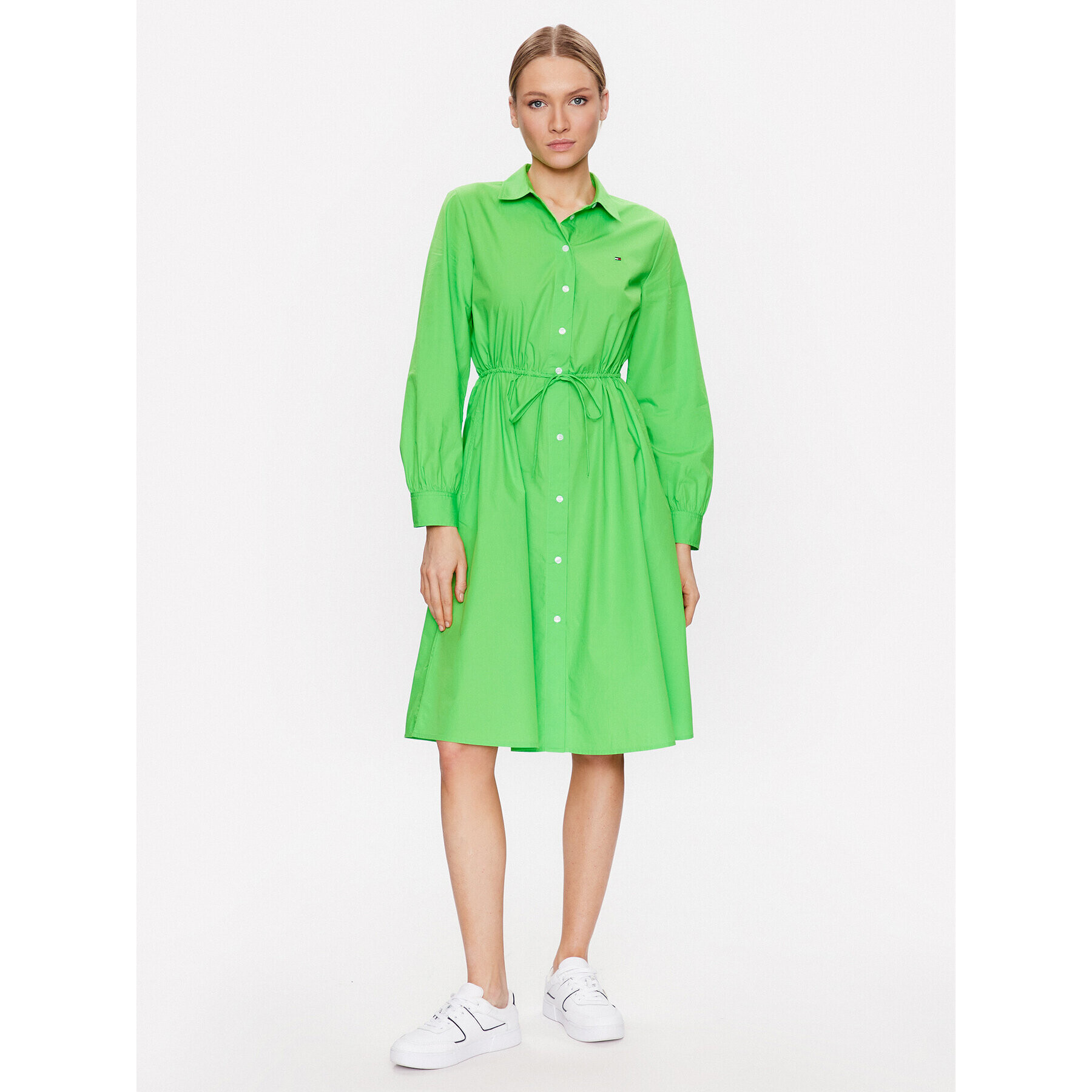 Tommy Hilfiger Rochie tip cămașă 1985 WW0WW39196 Verde Regular Fit - Pled.ro