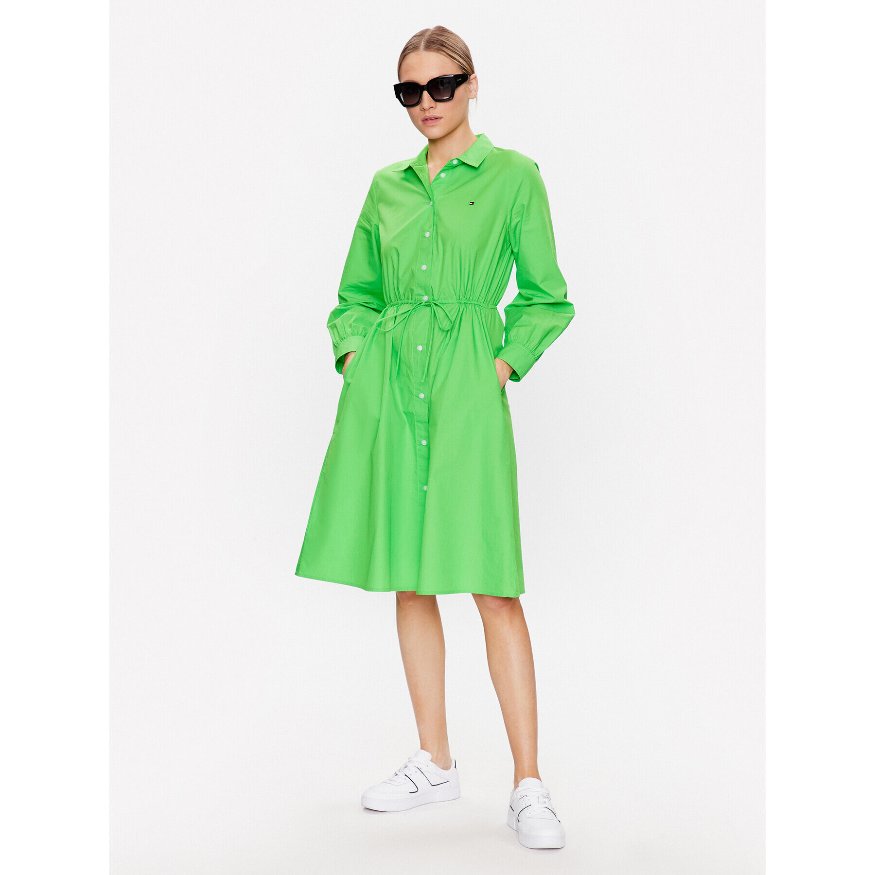 Tommy Hilfiger Rochie tip cămașă 1985 WW0WW39196 Verde Regular Fit - Pled.ro