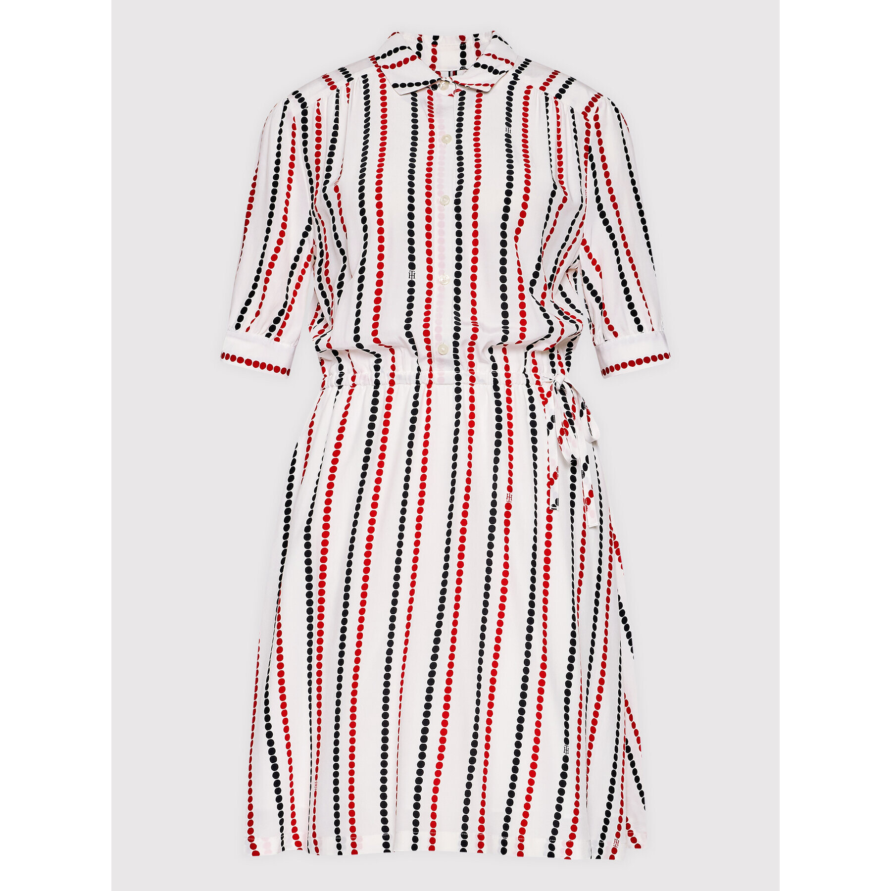 Tommy Hilfiger Rochie tip cămașă Flare WW0WW34100 Alb Relaxed Fit - Pled.ro