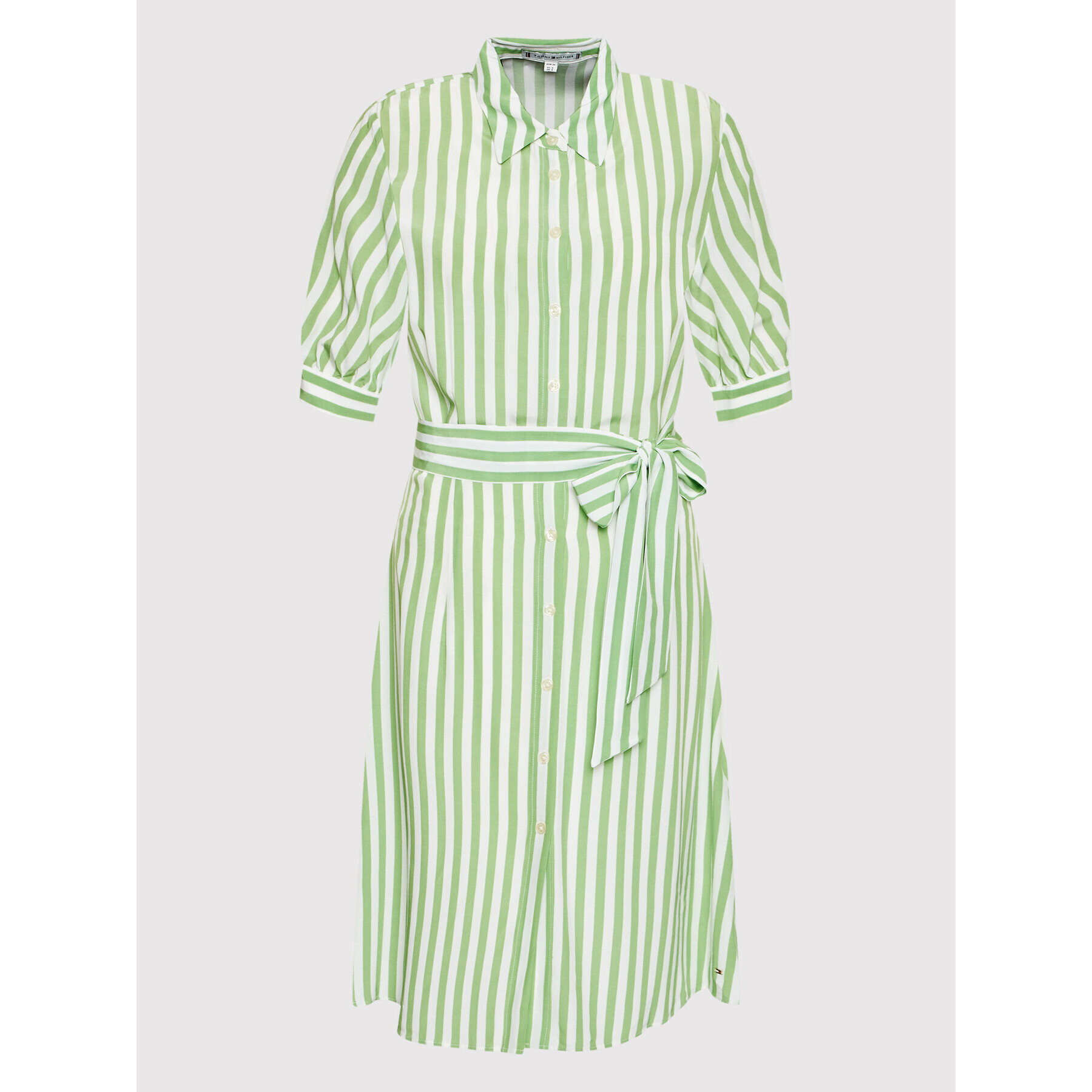 Tommy Hilfiger Rochie tip cămașă Stripe WW0WW35297 Verde Regular Fit - Pled.ro