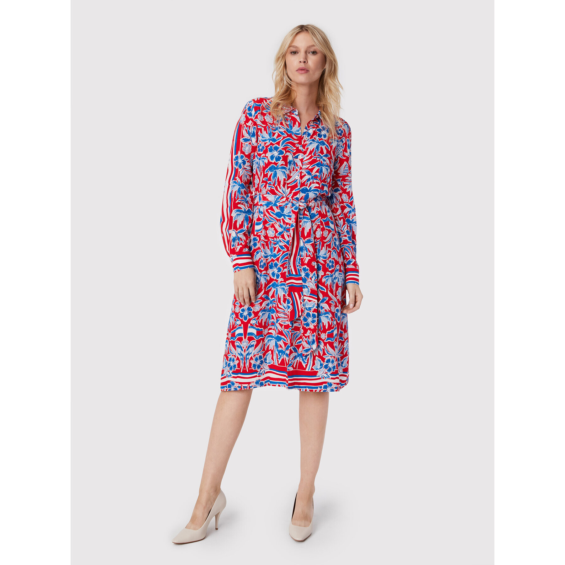 Tommy Hilfiger Rochie tip cămașă Vis Scarf WW0WW33231 Colorat Relaxed Fit - Pled.ro