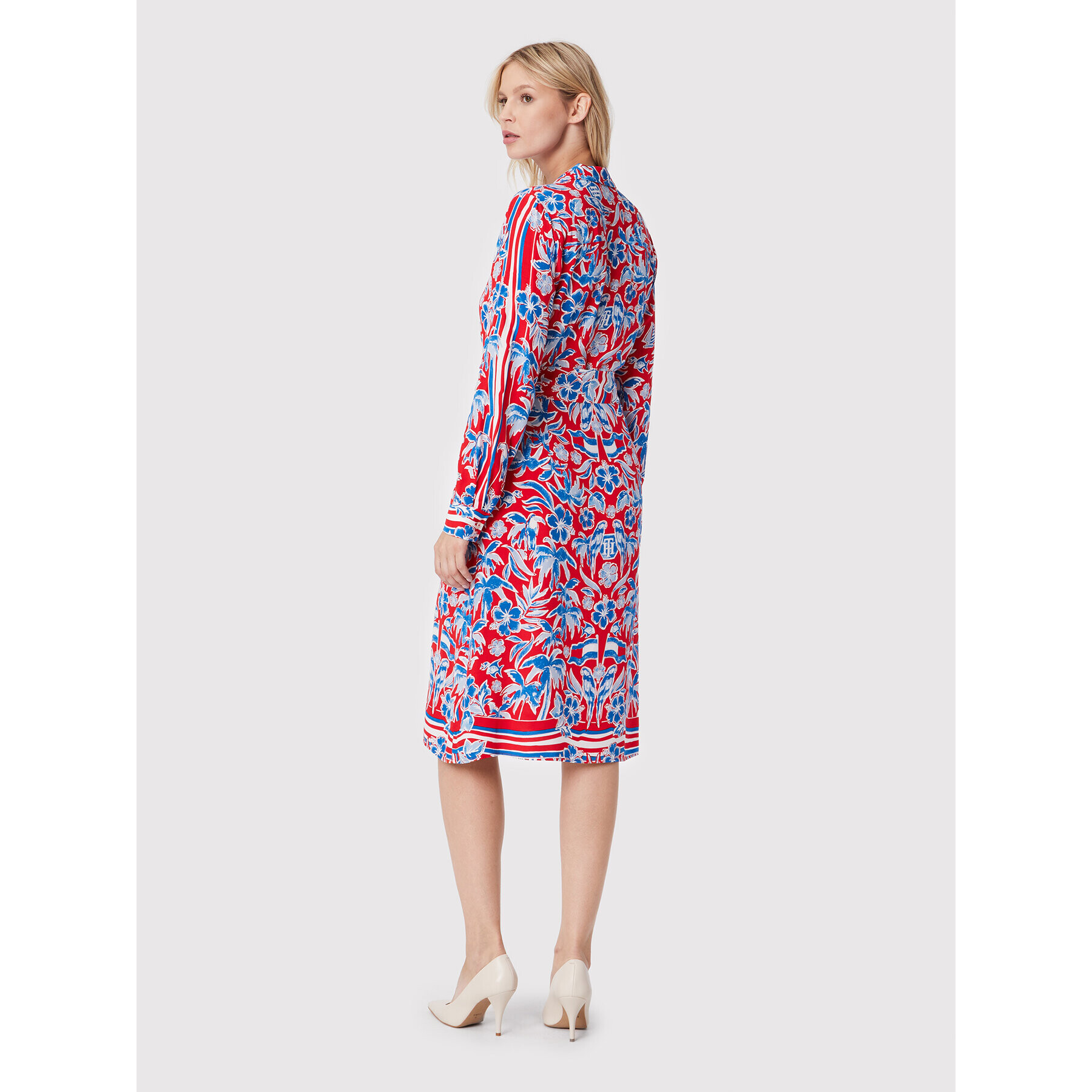 Tommy Hilfiger Rochie tip cămașă Vis Scarf WW0WW33231 Colorat Relaxed Fit - Pled.ro