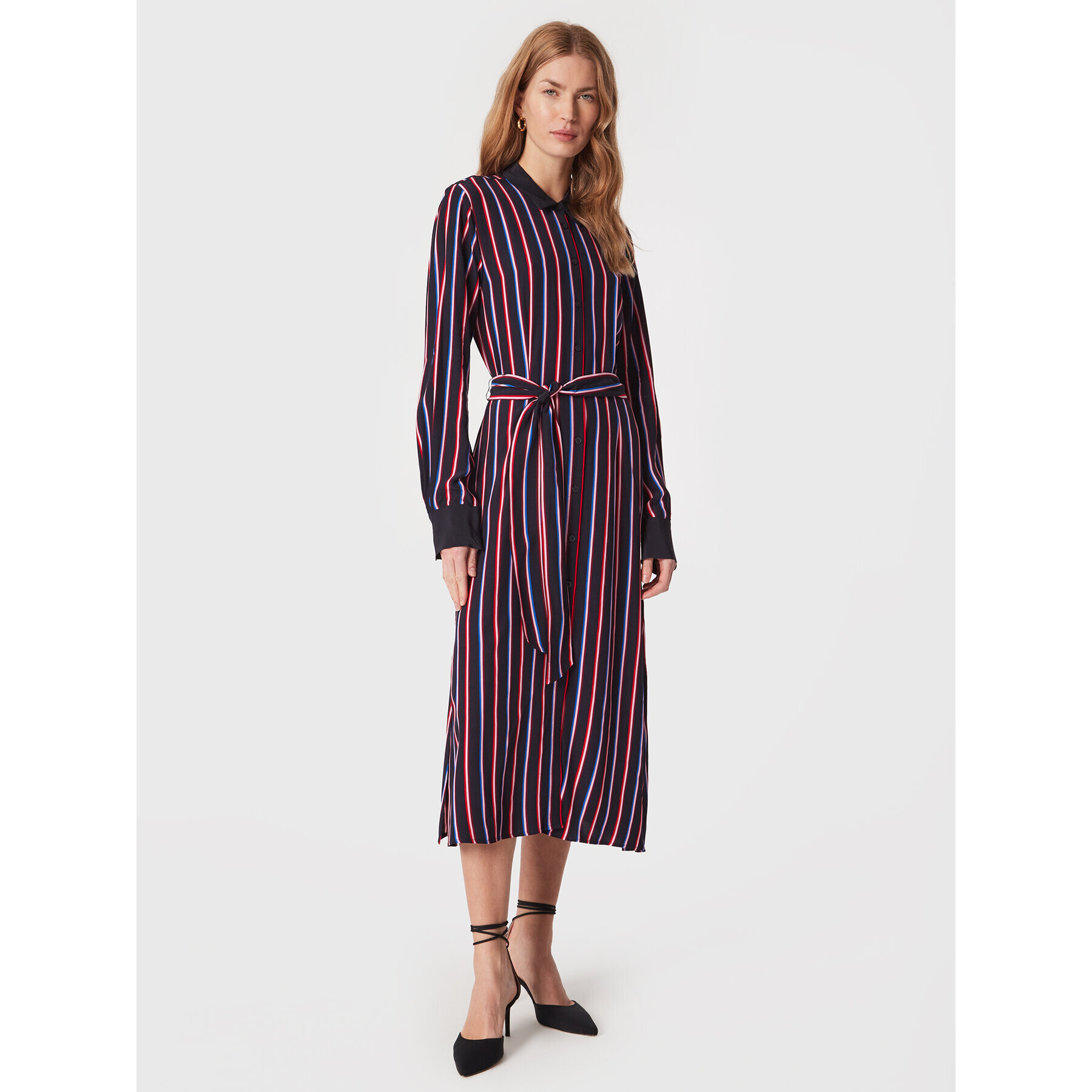 Tommy Hilfiger Rochie tip cămașă Vis Stripe WW0WW37114 Bleumarin Regular Fit - Pled.ro