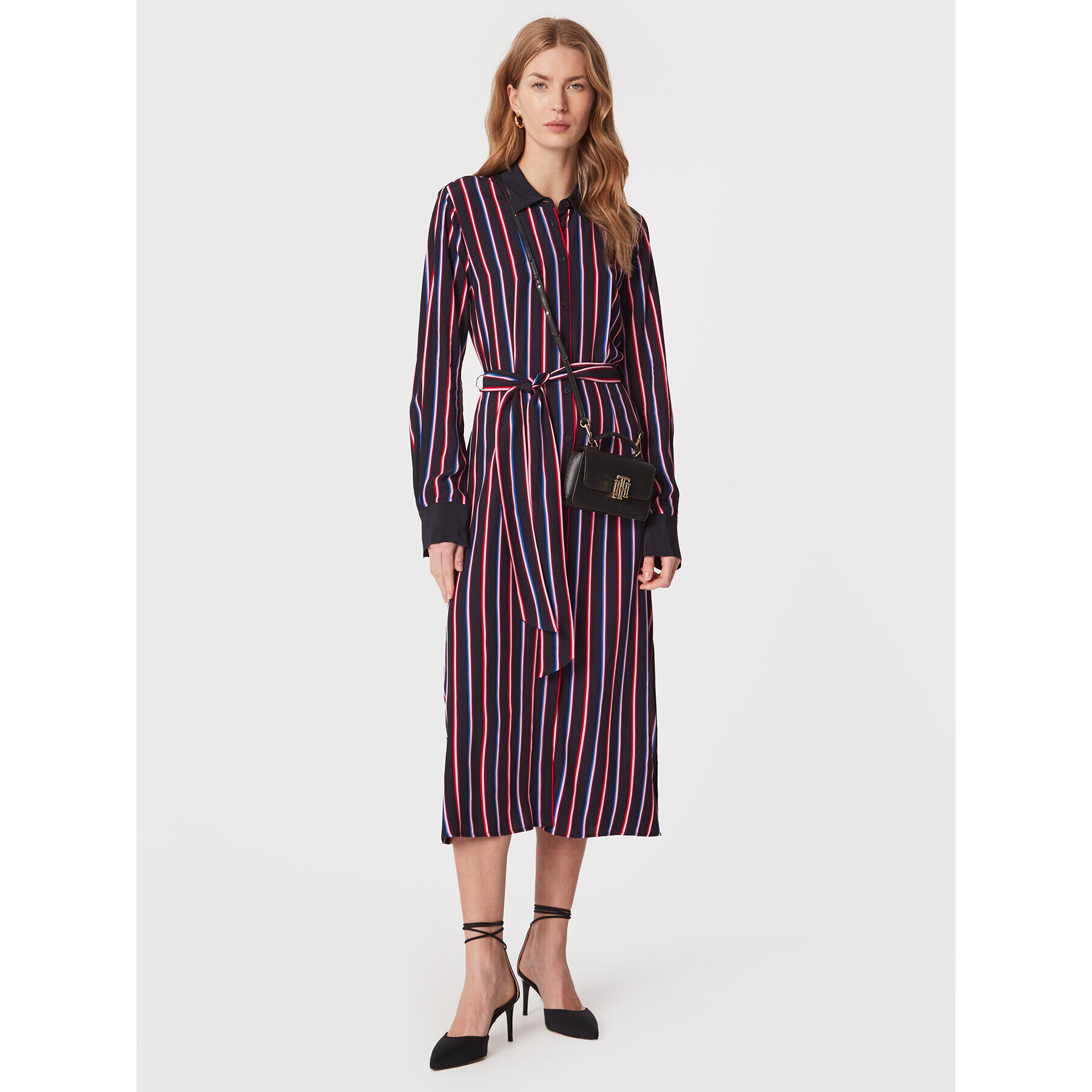 Tommy Hilfiger Rochie tip cămașă Vis Stripe WW0WW37114 Bleumarin Regular Fit - Pled.ro