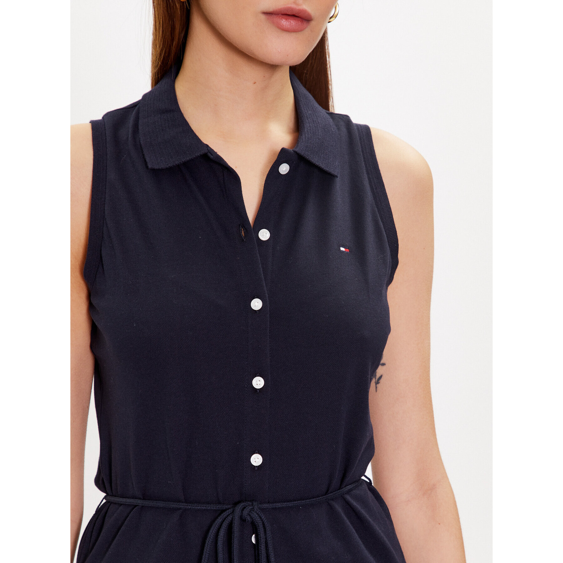 Tommy Hilfiger Rochie tip cămașă WW0WW37838 Bleumarin Slim Fit - Pled.ro