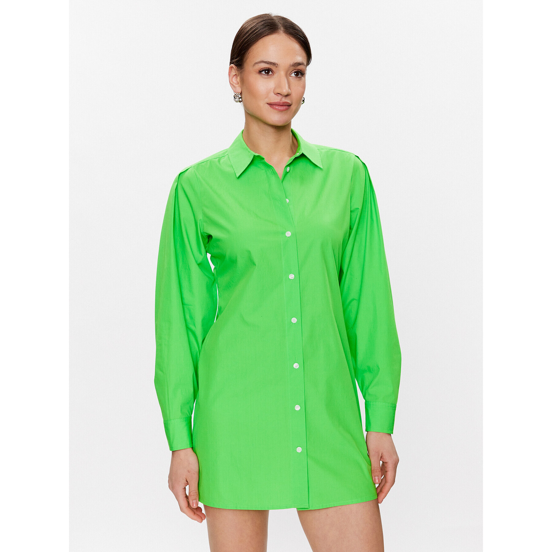 Tommy Hilfiger Rochie tip cămașă WW0WW37976 Verde Regular Fit - Pled.ro