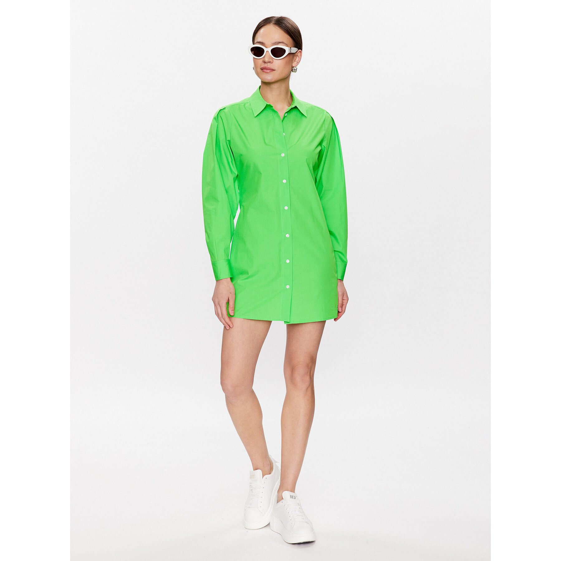 Tommy Hilfiger Rochie tip cămașă WW0WW37976 Verde Regular Fit - Pled.ro