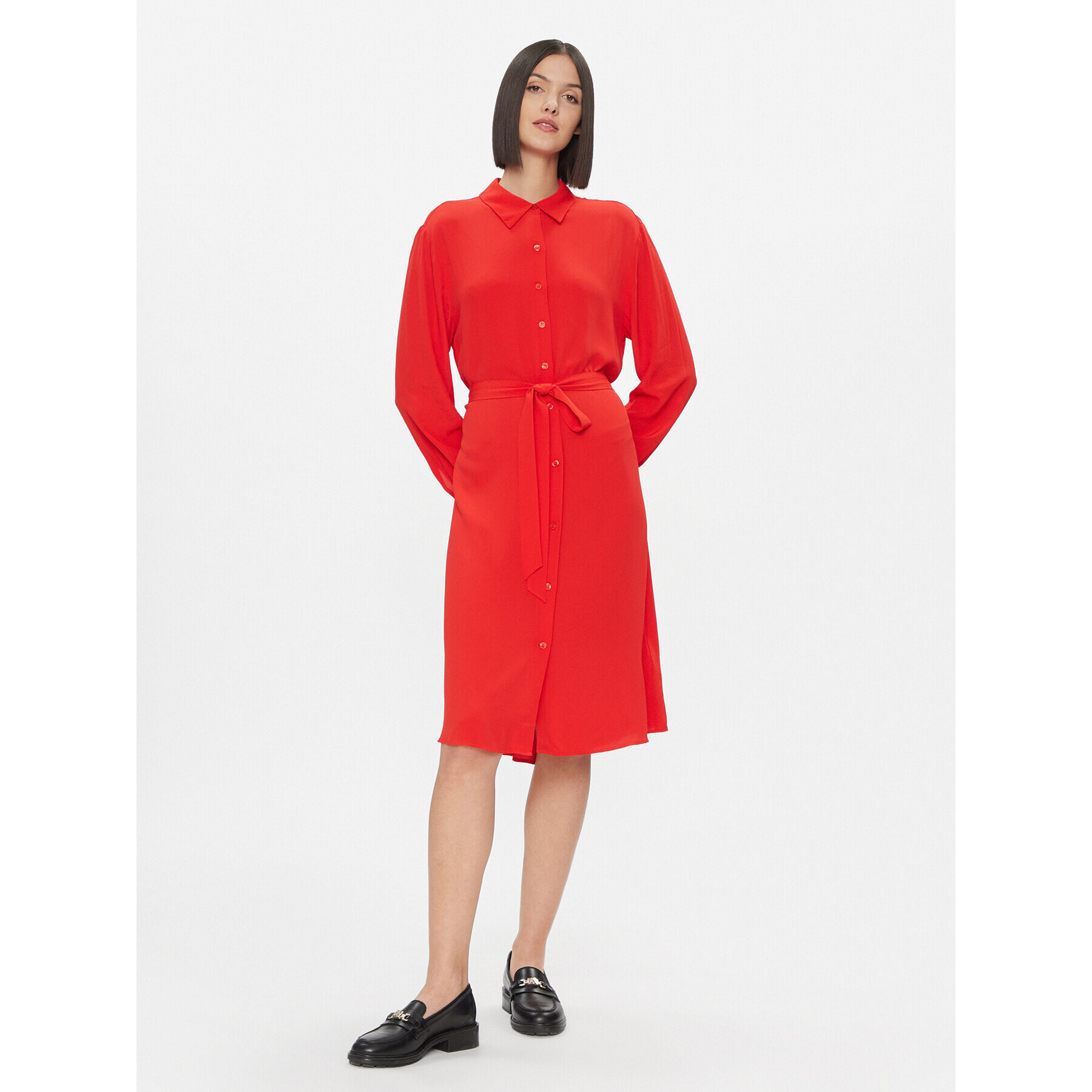 Tommy Hilfiger Rochie tip cămașă WW0WW40563 Roșu Regular Fit - Pled.ro