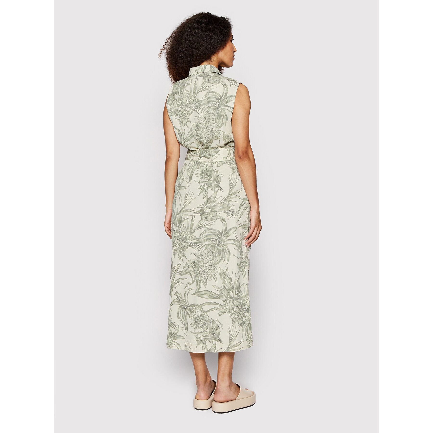 Tommy Hilfiger Rochie tip cămașă Tencel Print WW0WW35299 Verde Regular Fit - Pled.ro