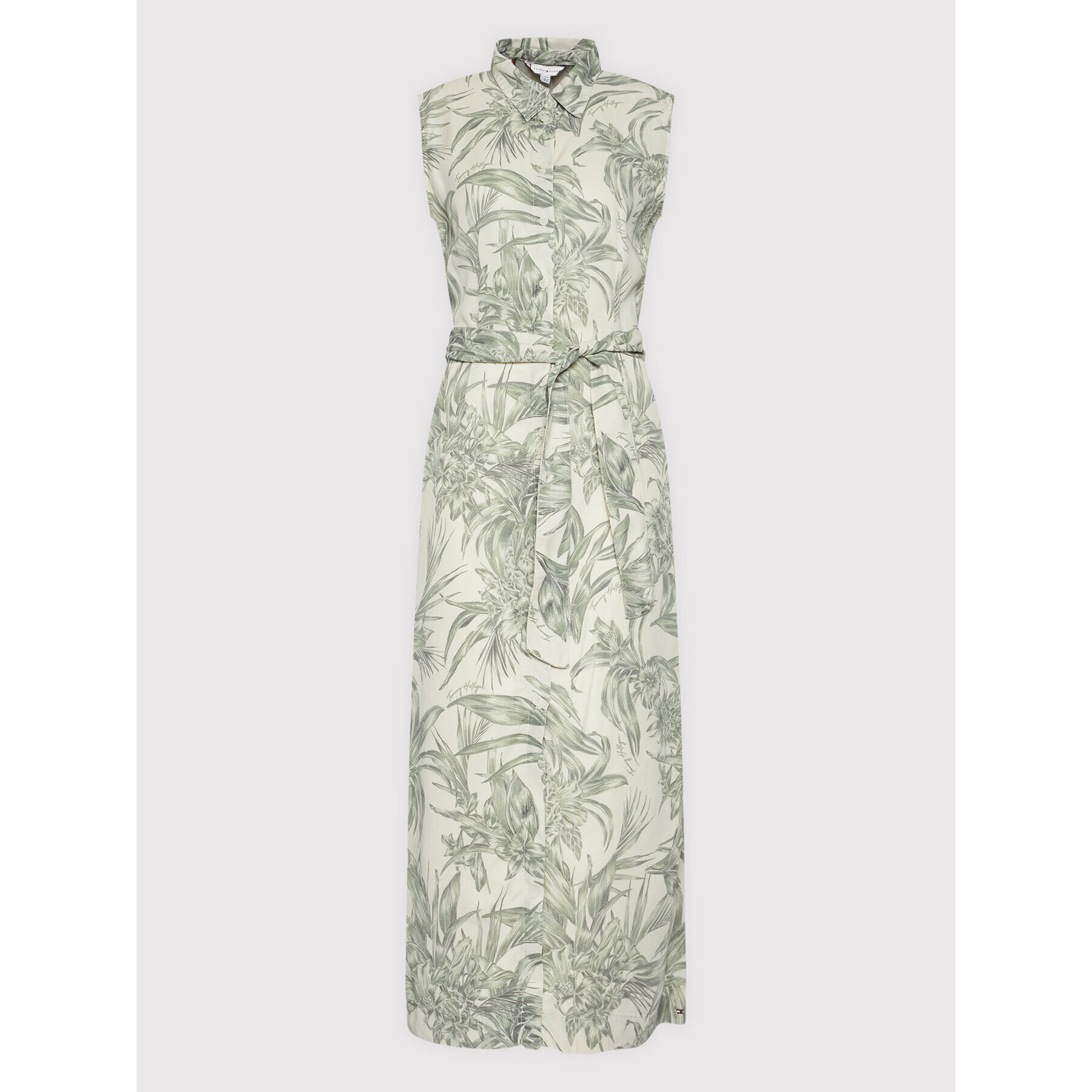 Tommy Hilfiger Rochie tip cămașă Tencel Print WW0WW35299 Verde Regular Fit - Pled.ro