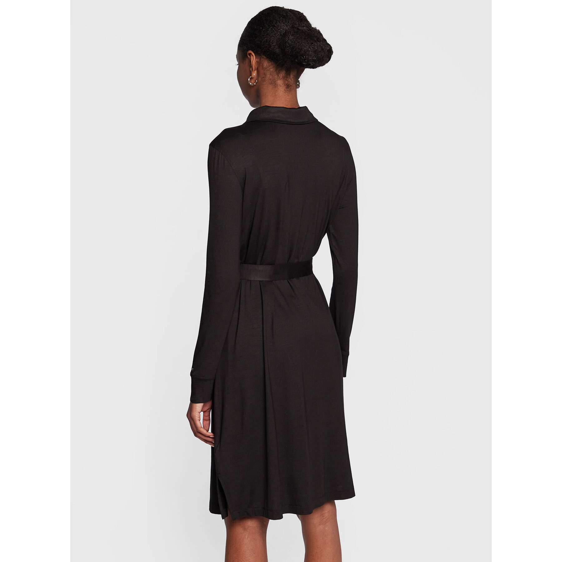 Tommy Hilfiger Rochie tip cămașă WW0WW36071 Negru Regular Fit - Pled.ro